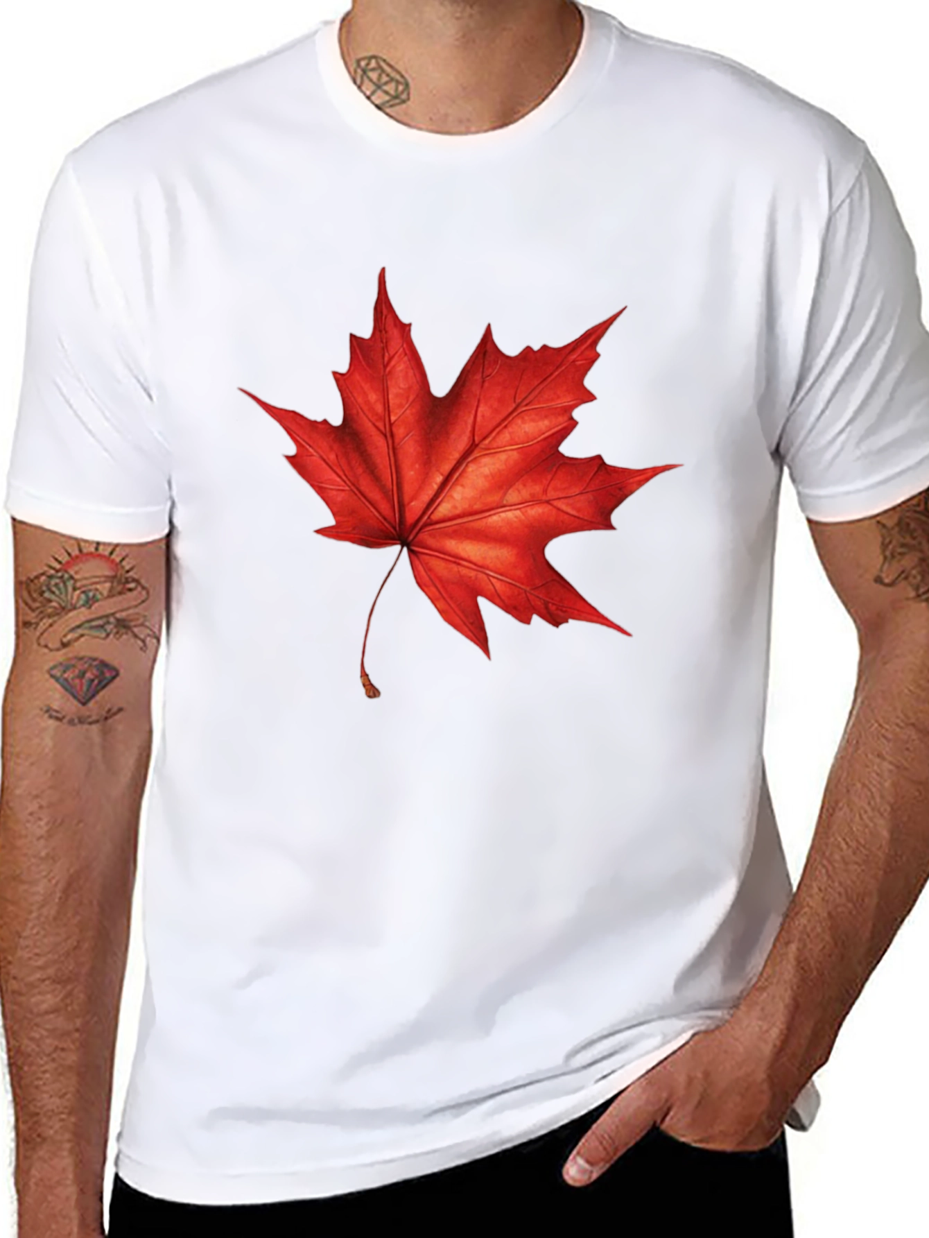 Maple Leaf Graphic T-Shirt - Black Cotton Tee