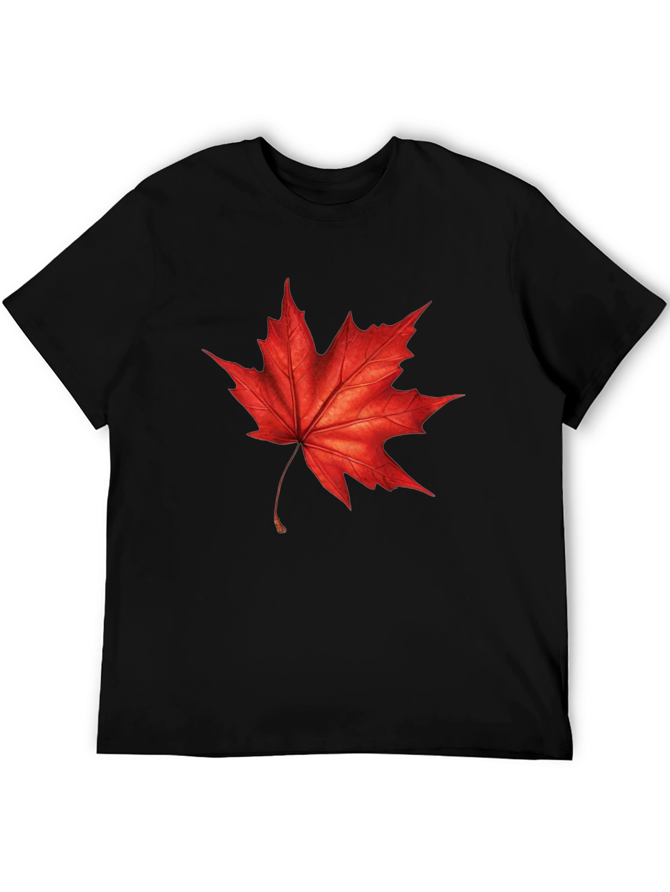 Maple Leaf Graphic T-Shirt - Black Cotton Tee