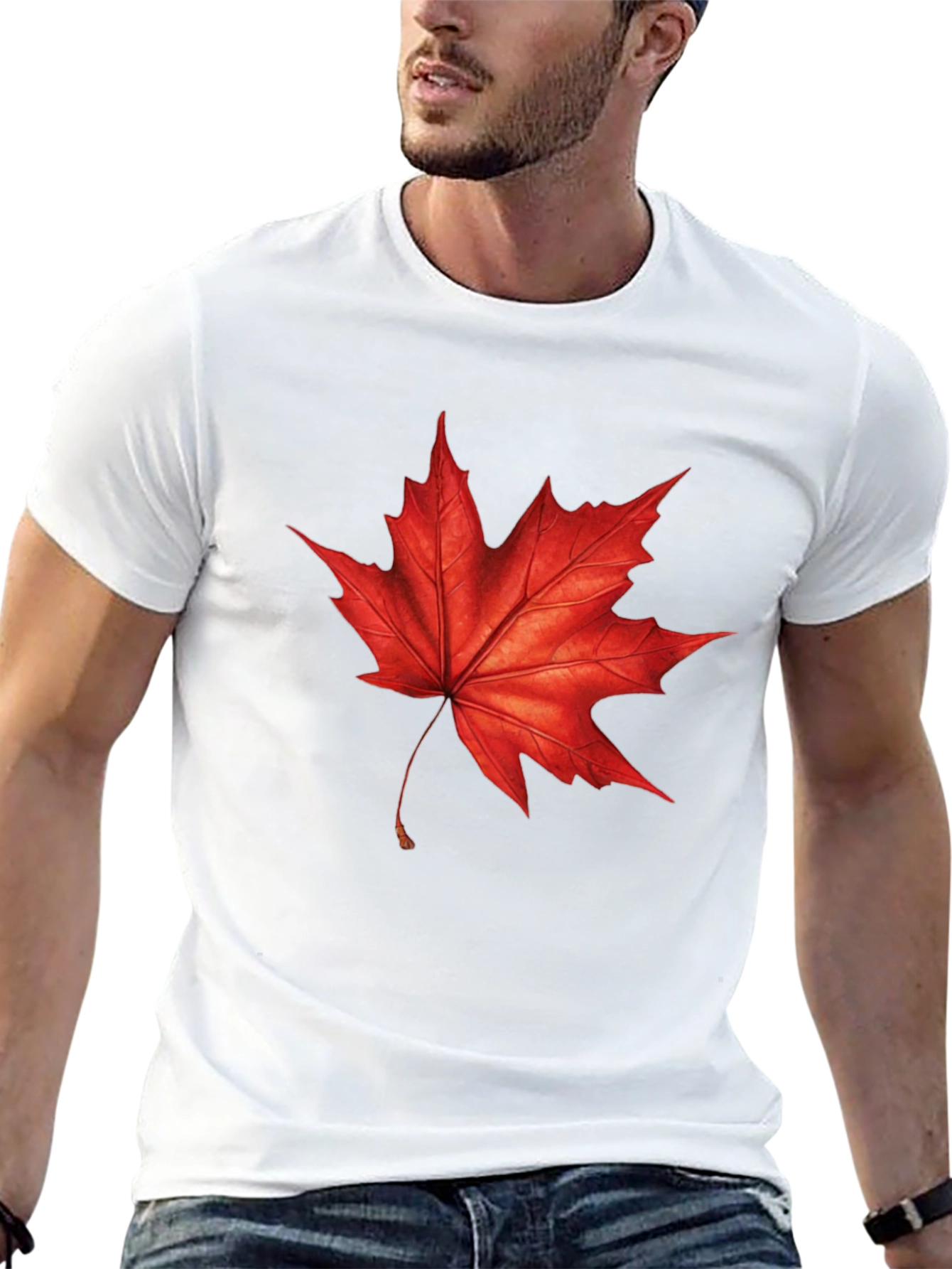 Maple Leaf Graphic T-Shirt - Black Cotton Tee