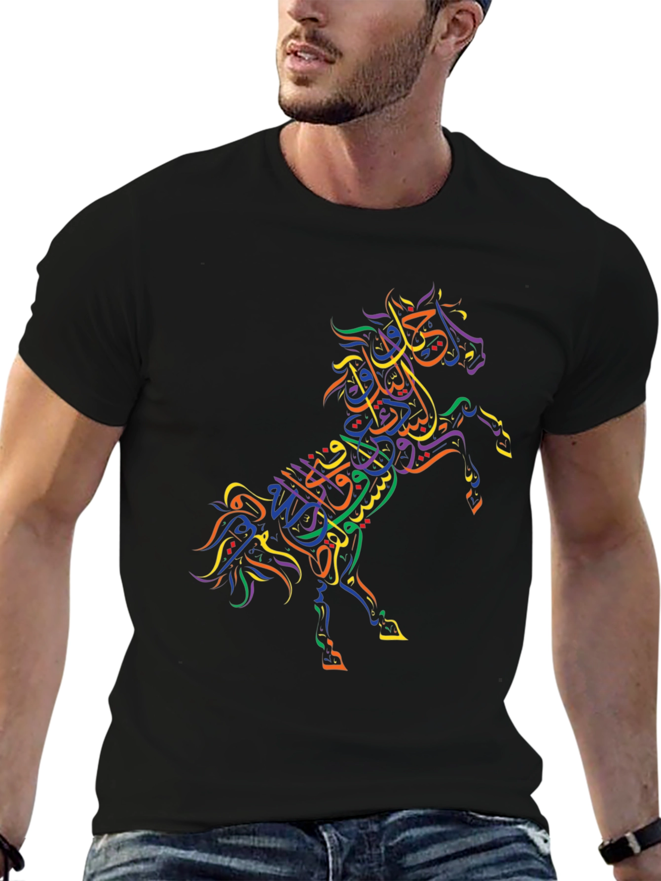 Calligraphic Horse Graphic T-Shirt