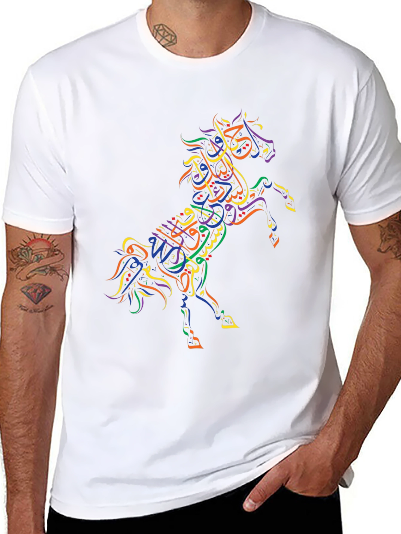 Calligraphic Horse Graphic T-Shirt