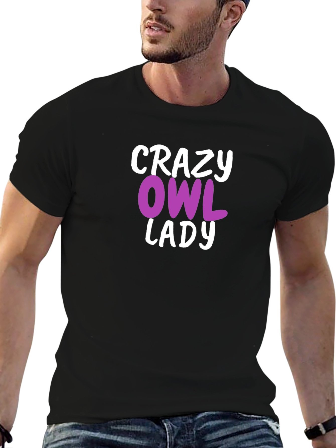 Crazy Owl Lady T-Shirt - Fun Novelty Tee