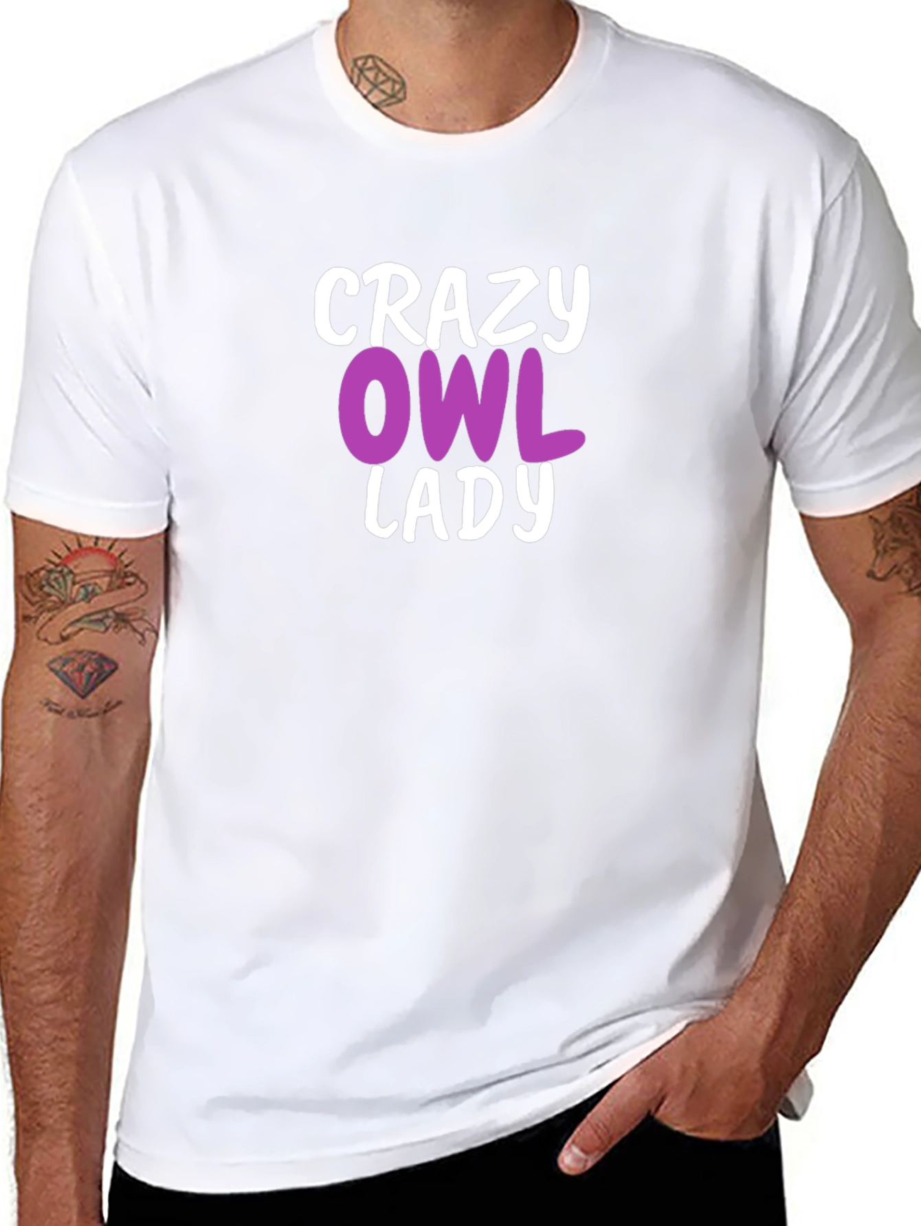 Crazy Owl Lady T-Shirt - Fun Novelty Tee