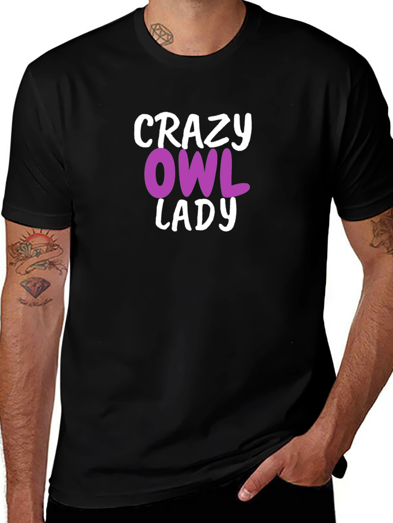 Crazy Owl Lady T-Shirt - Fun Novelty Tee