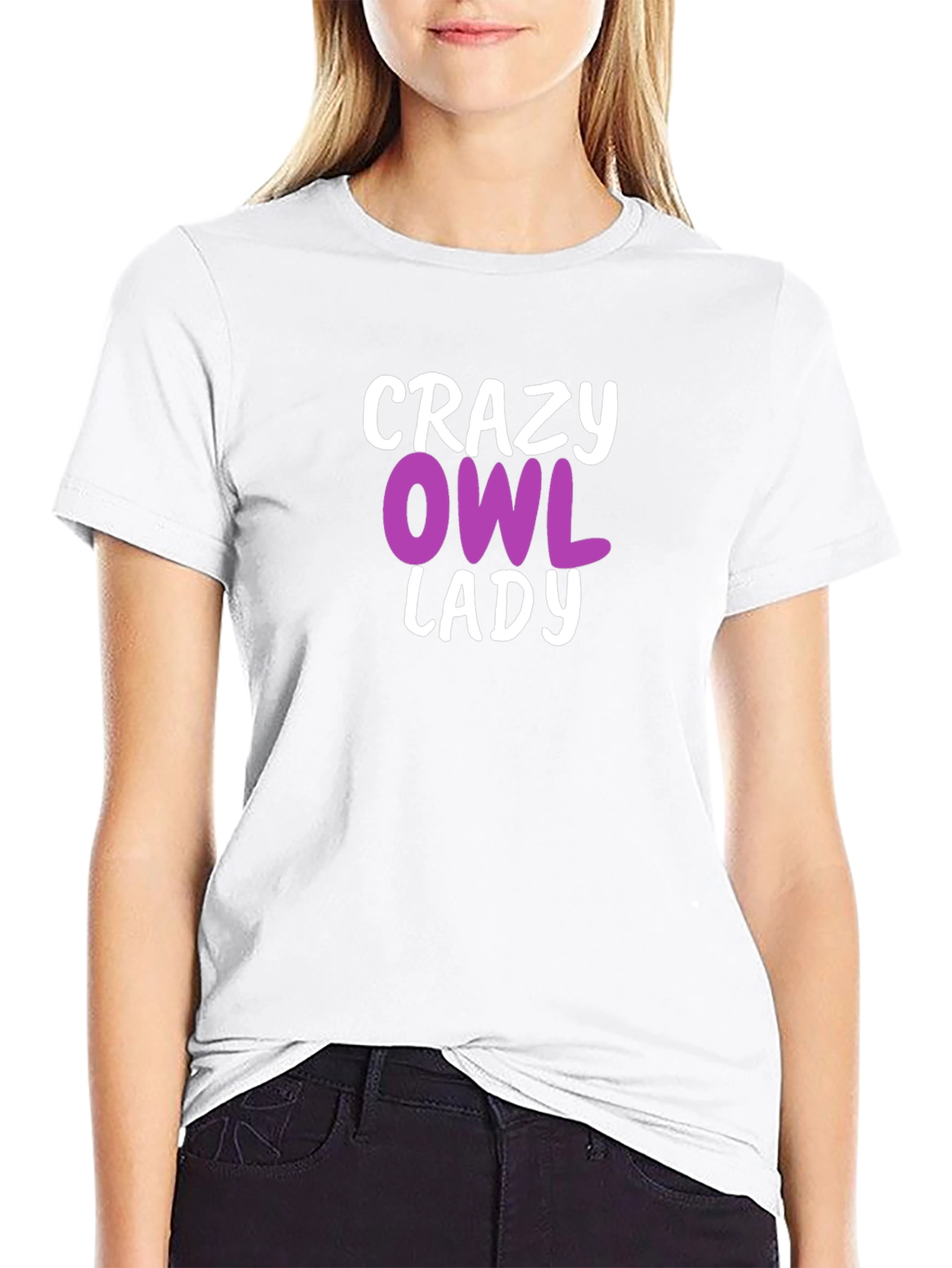 Crazy Owl Lady T-Shirt - Fun Novelty Tee