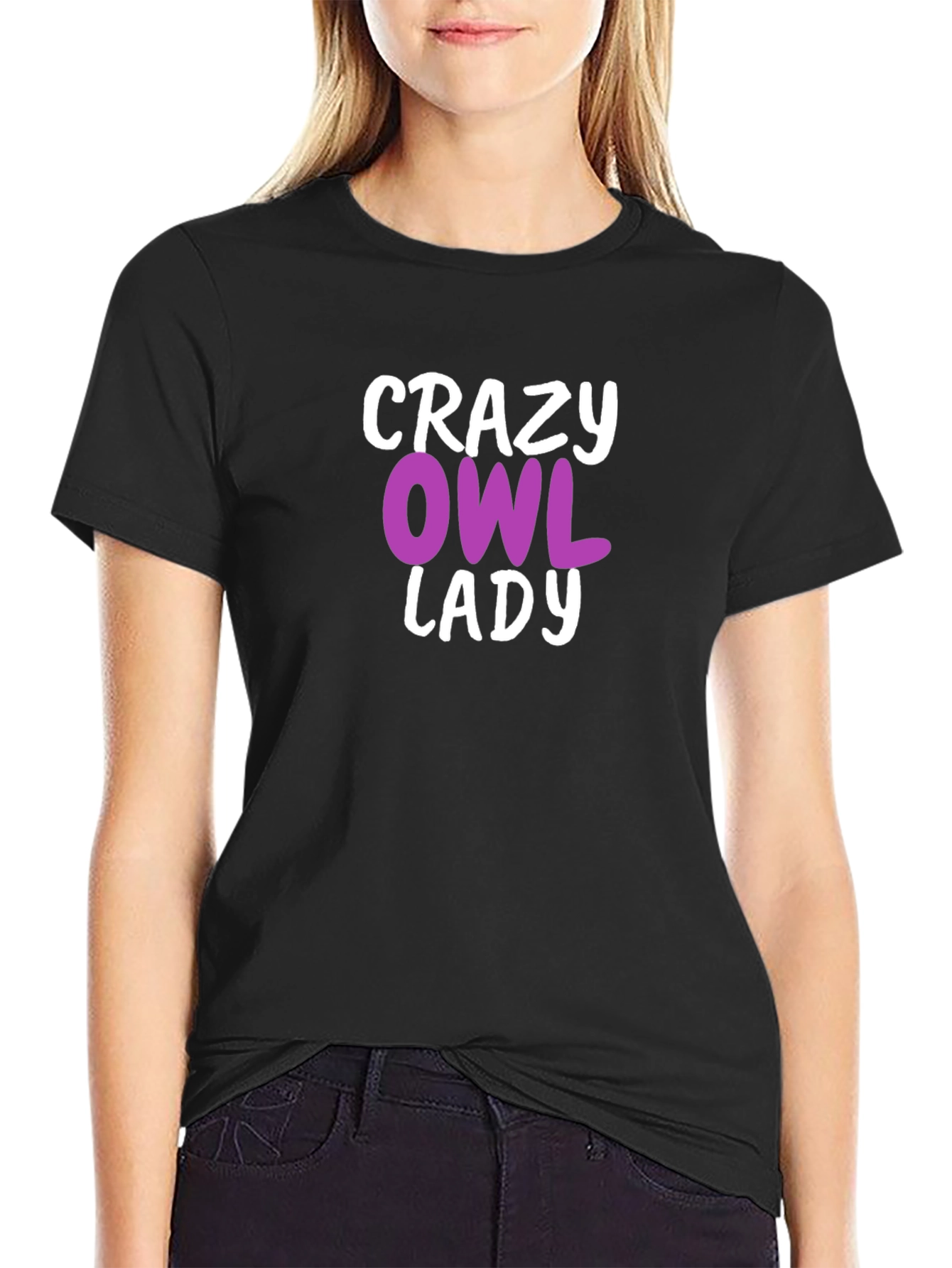 Crazy Owl Lady T-Shirt - Fun Novelty Tee