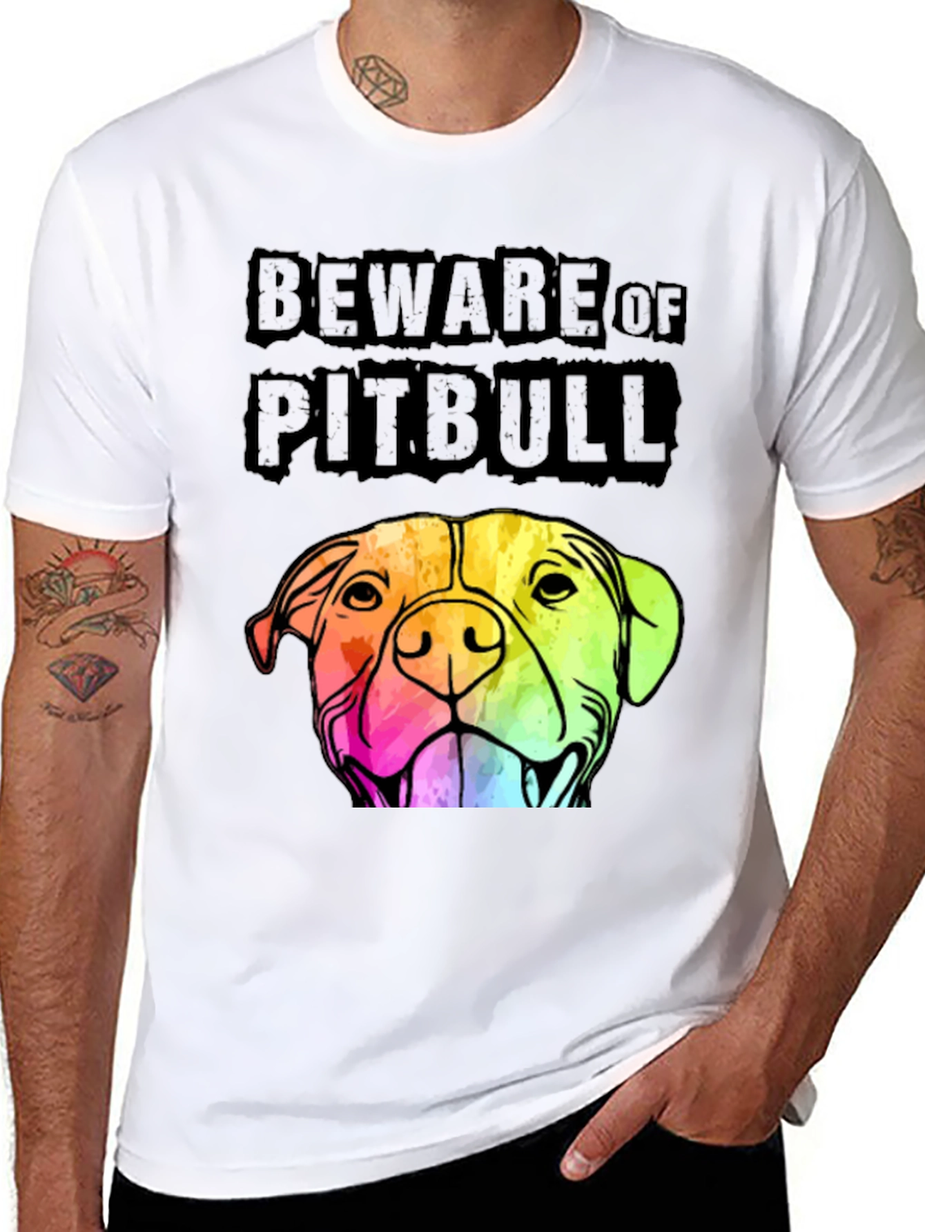 Beware of Pitbull Graphic Tee - Black
