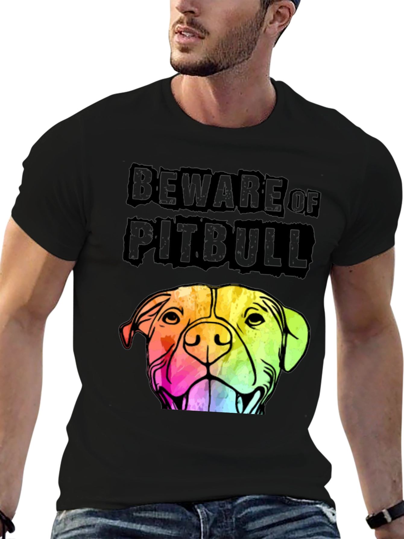 Beware of Pitbull Graphic Tee - Black