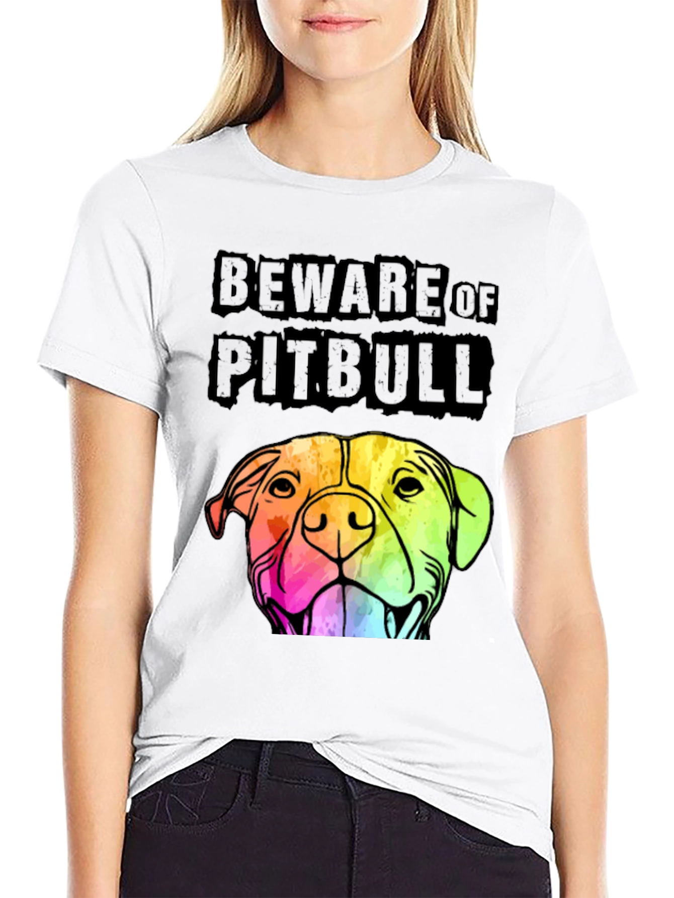 Beware of Pitbull Graphic Tee - Black