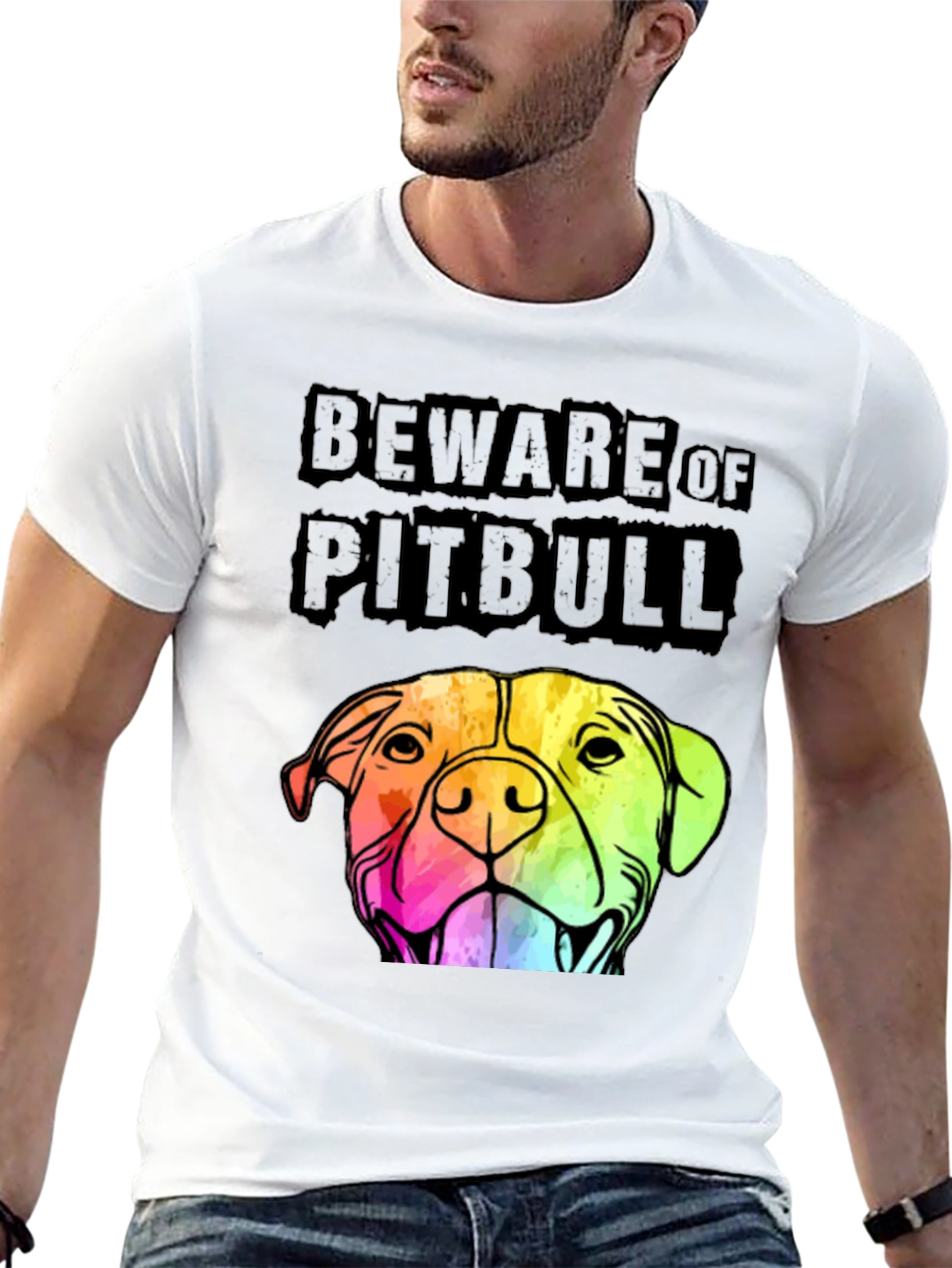 Beware of Pitbull Graphic Tee - Black