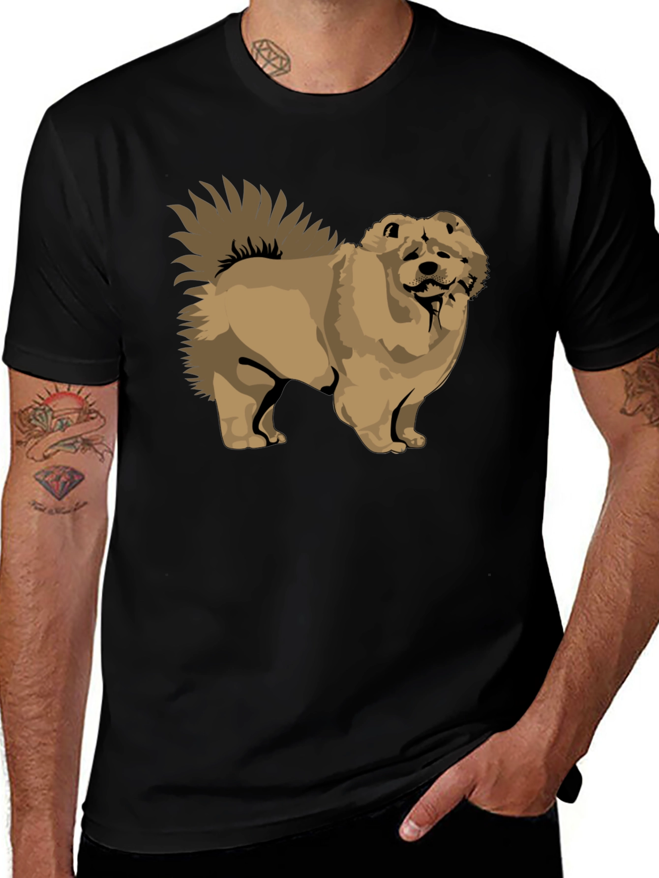 Chow Chow Dog Graphic Black T-Shirt