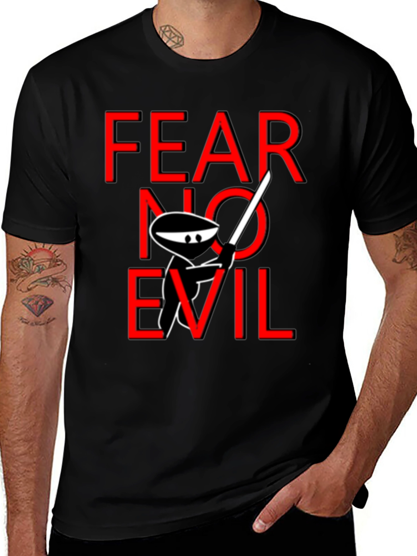 Fear No Evil Ninja T-Shirt - Black Cotton Tee