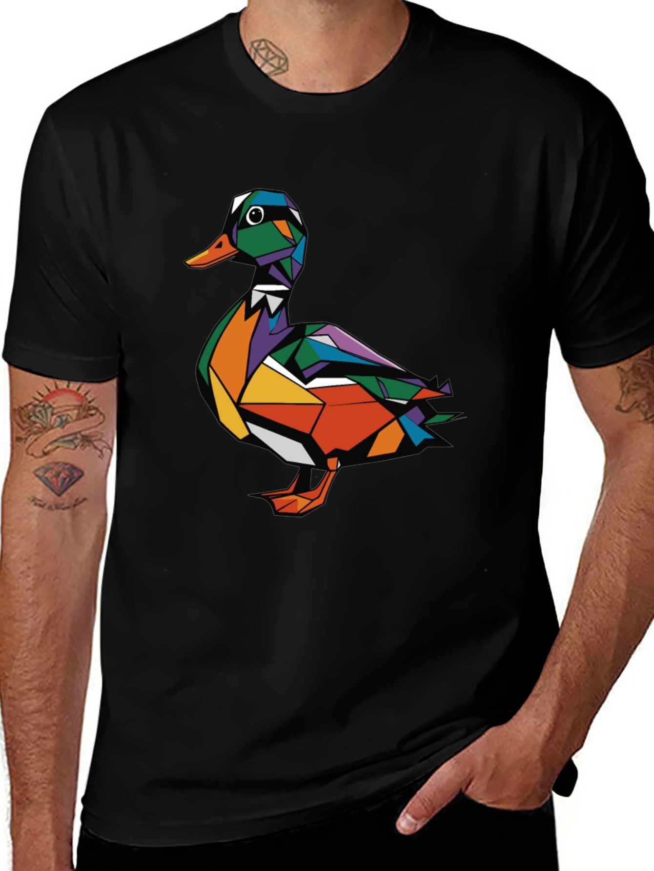 Geometric Duck Graphic Tee - Modern Style