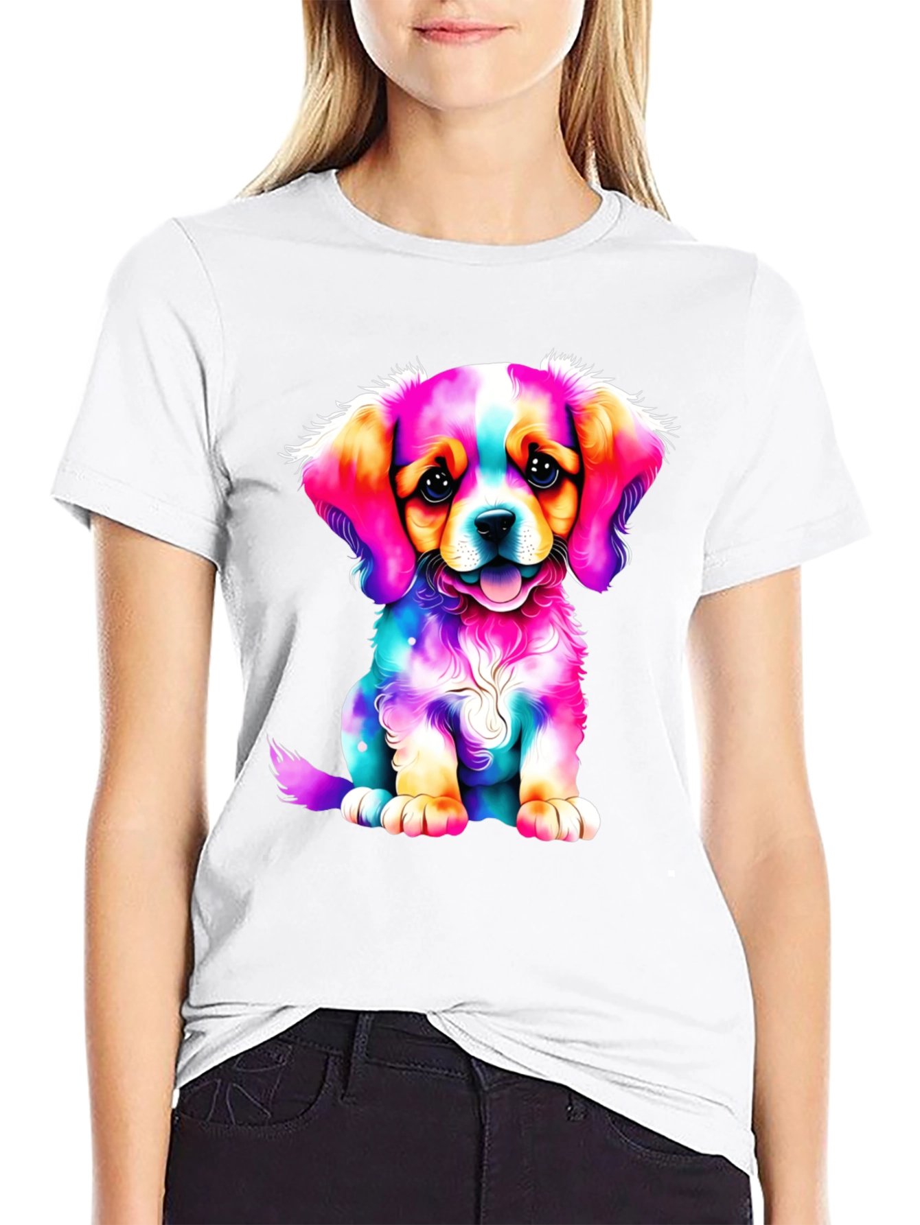 Colorful Puppy Graphic Tee