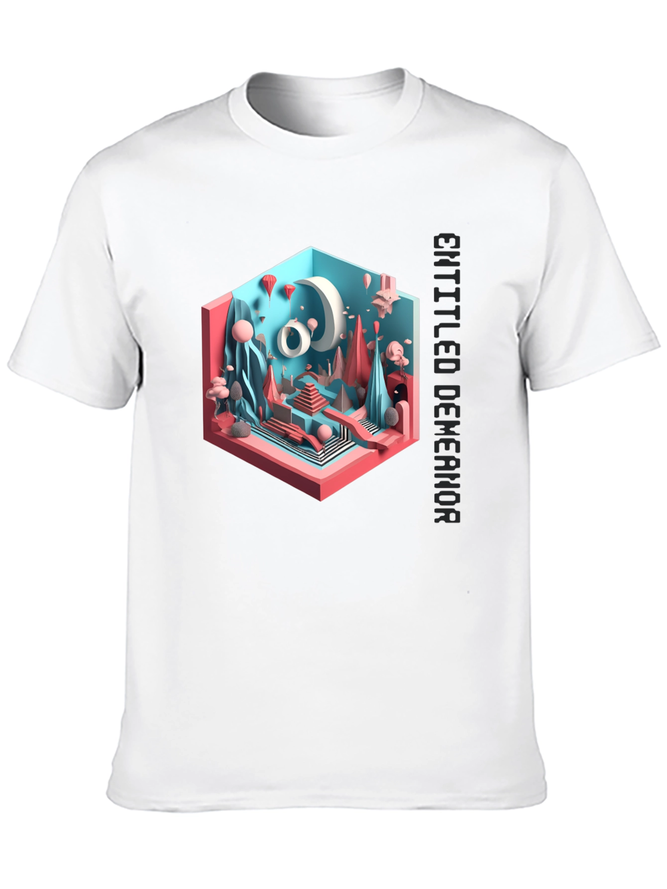 Abstract 3D Art Graphic Tee - Black
