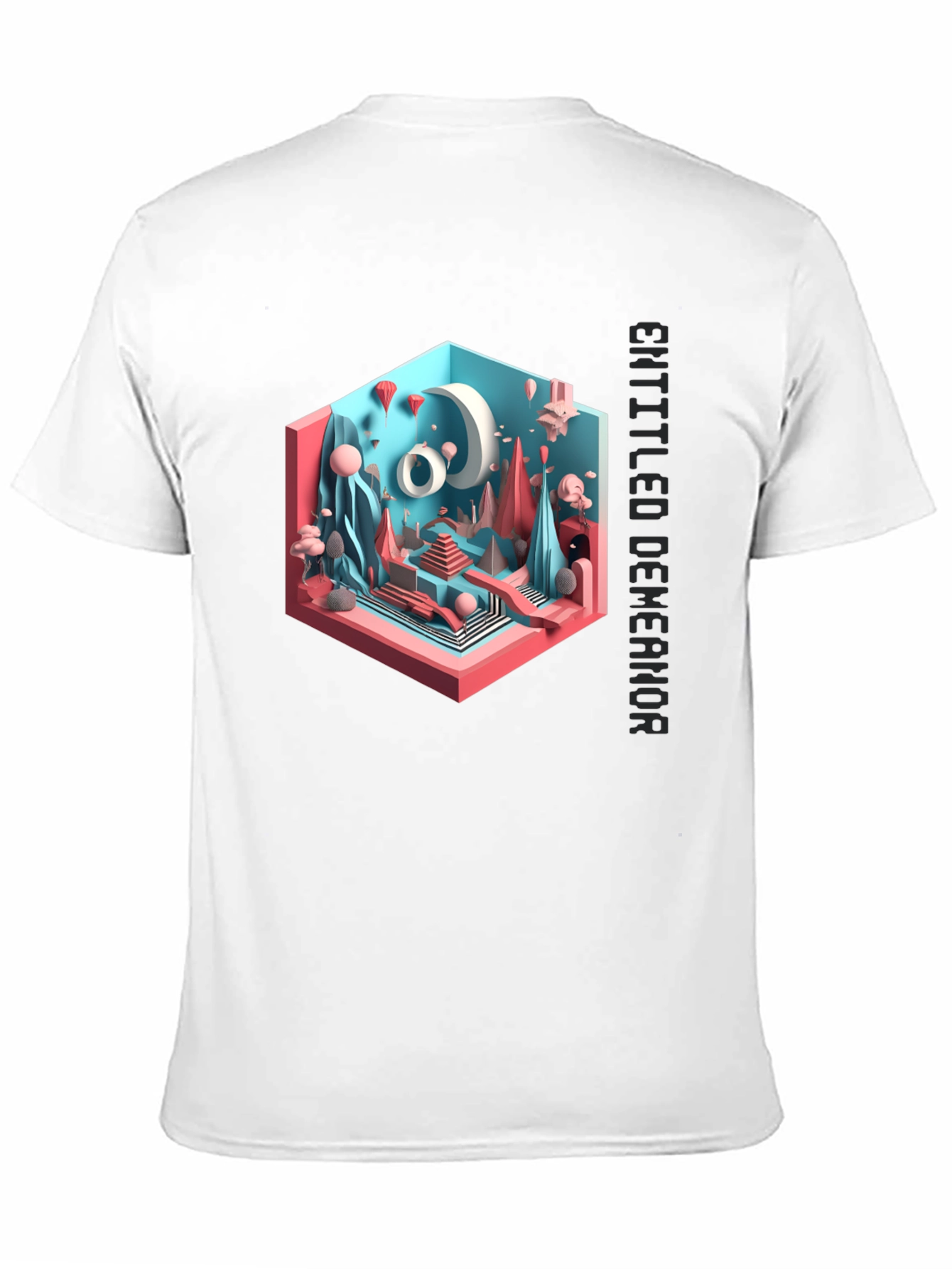 Abstract 3D Art Graphic Tee - Black