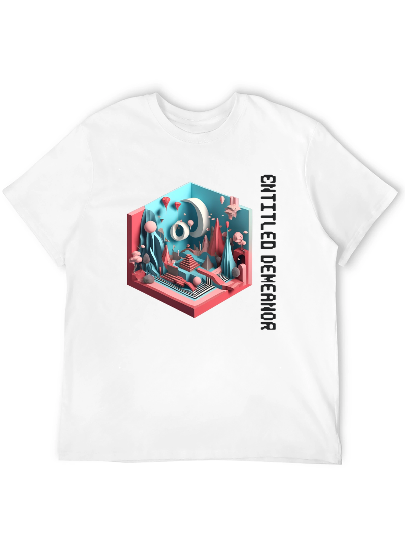 Abstract 3D Art Graphic Tee - Black