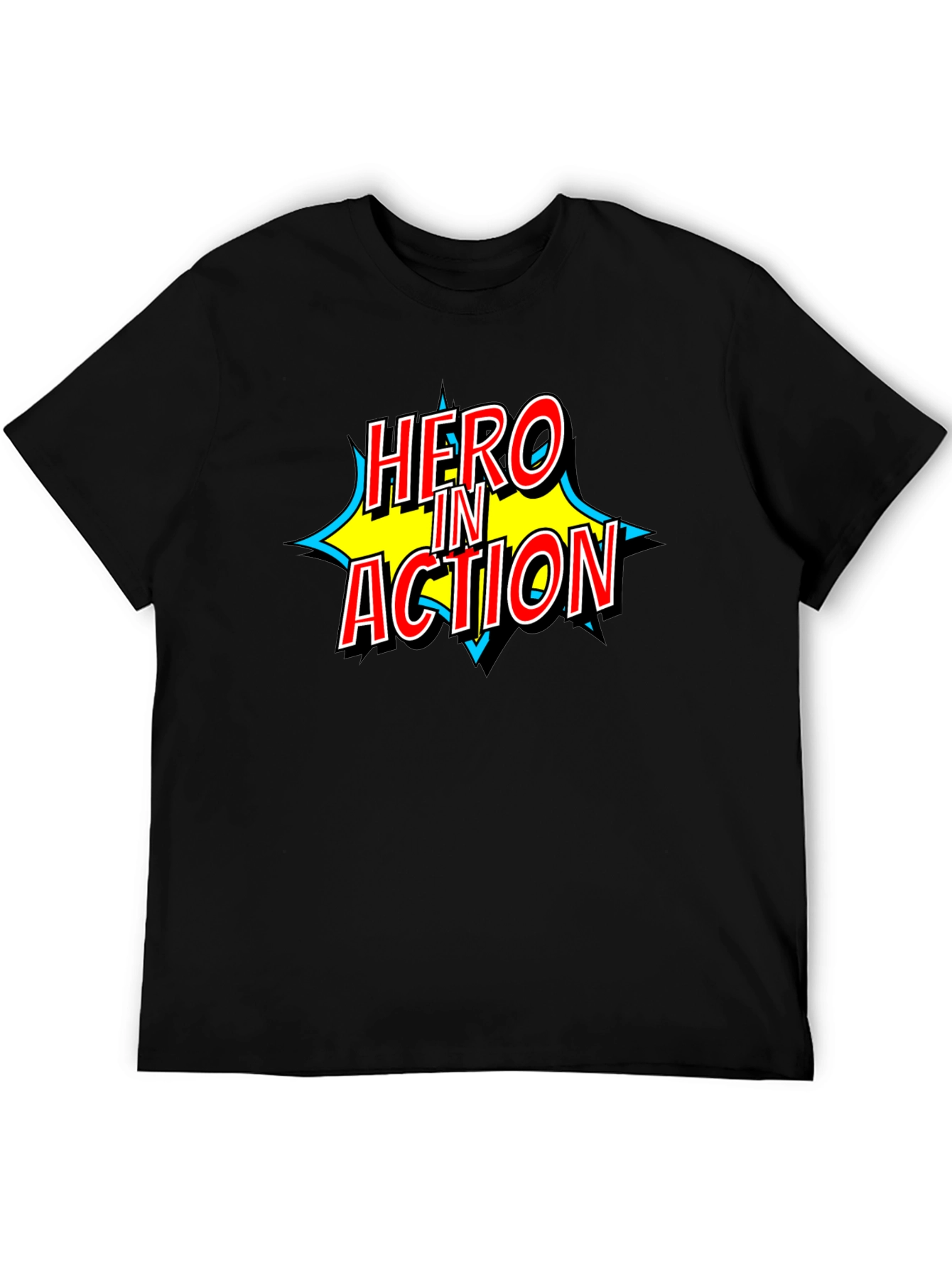 Hero in Action Comic Book Style Graphic T-Shirt