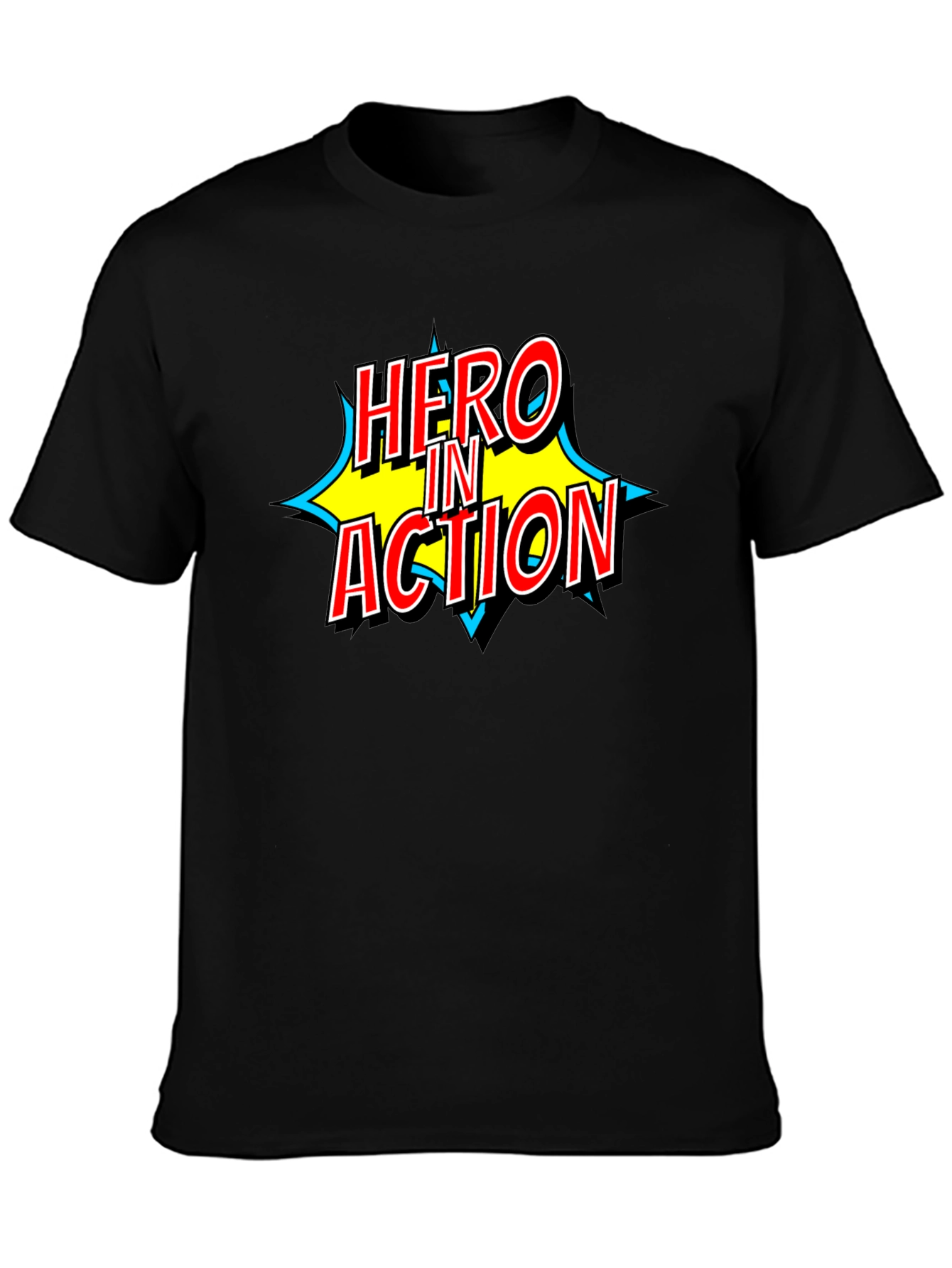 Hero in Action Comic Book Style Graphic T-Shirt