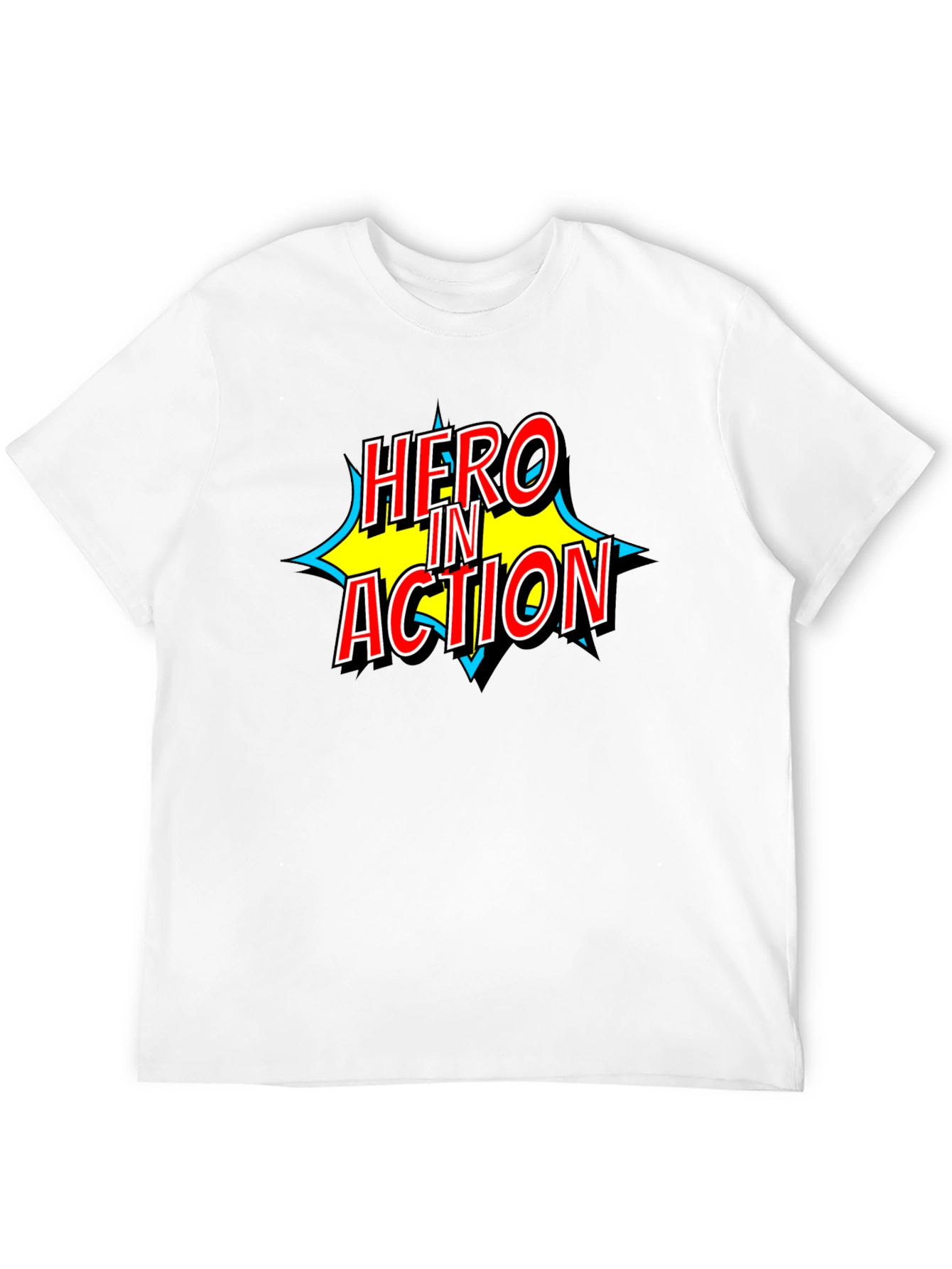 Hero in Action Comic Book Style Graphic T-Shirt