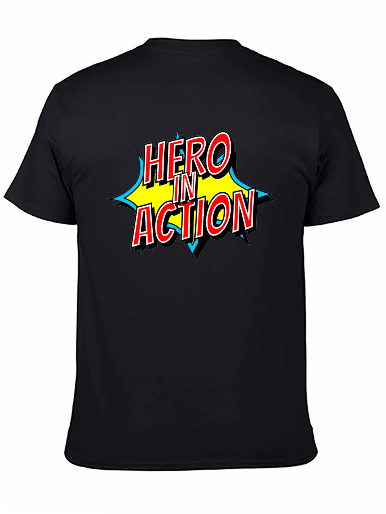 Hero in Action Comic Book Style Graphic T-Shirt