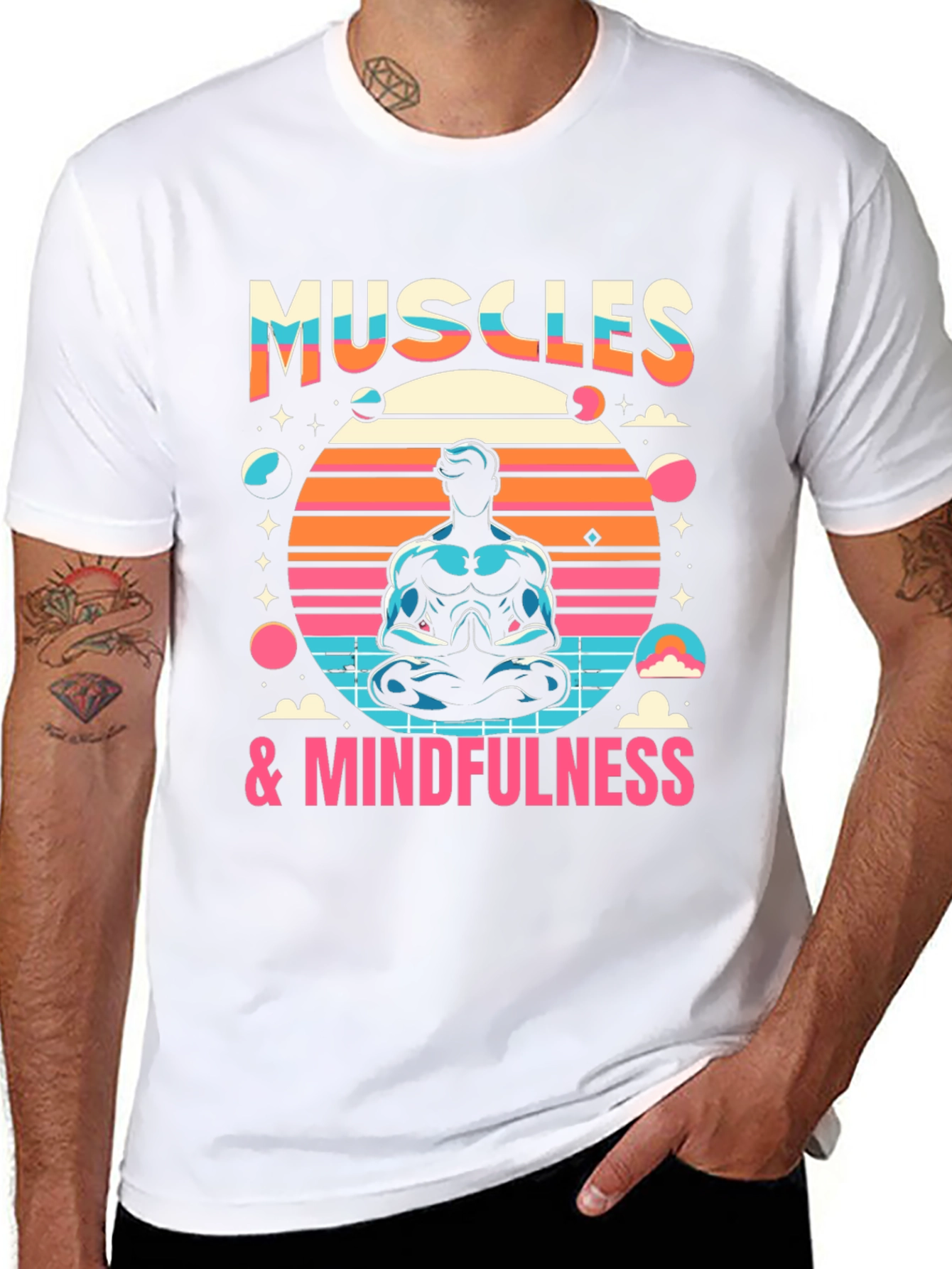 Muscles & Mindfulness T-Shirt - Fitness Meditation Tee
