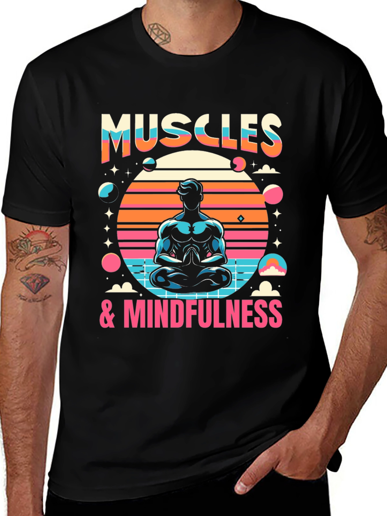 Muscles & Mindfulness T-Shirt - Fitness Meditation Tee