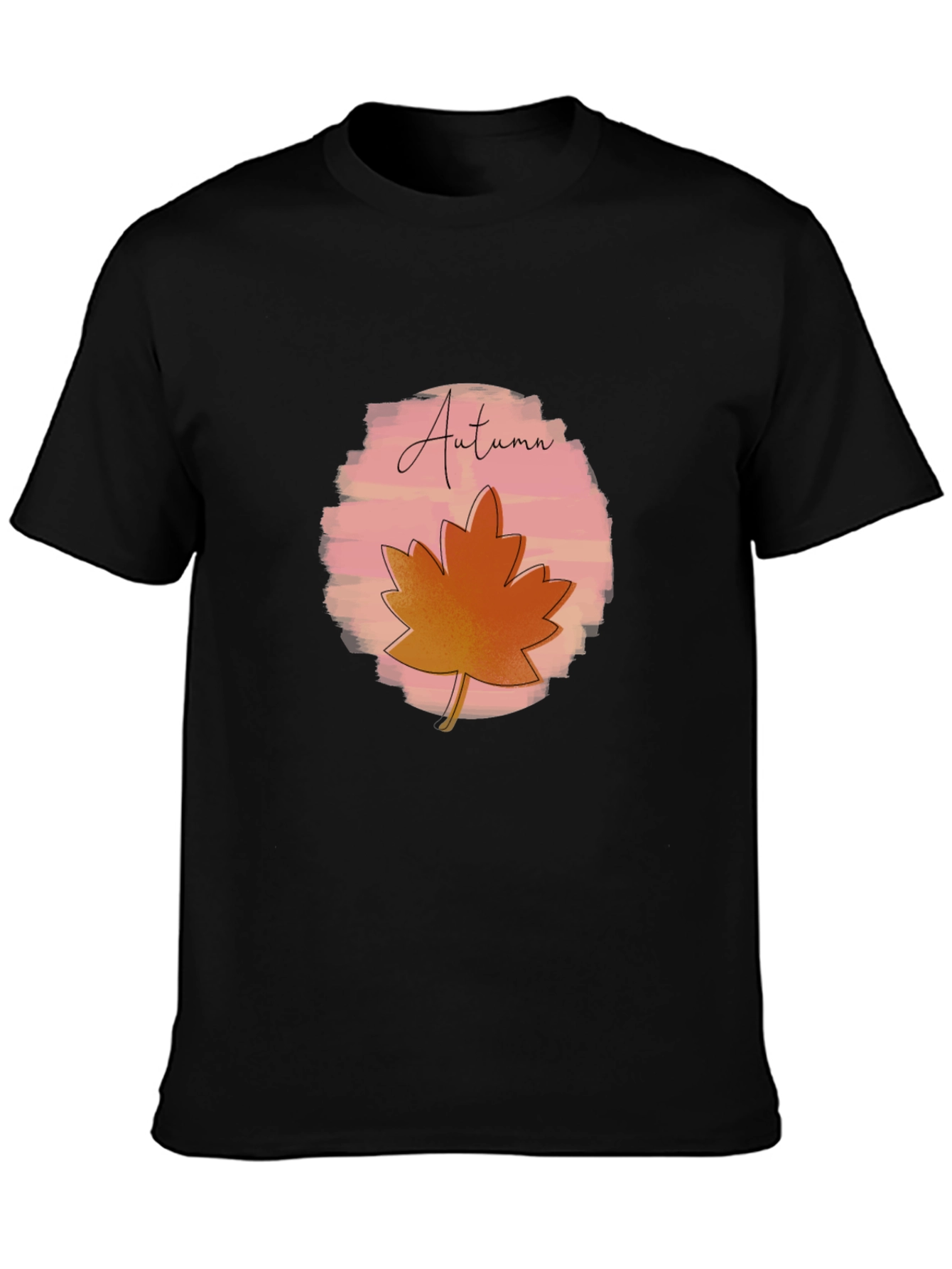 Autumn Leaf Graphic Black T-Shirt
