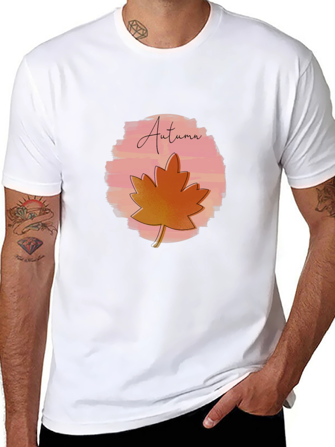 Autumn Leaf Graphic Black T-Shirt
