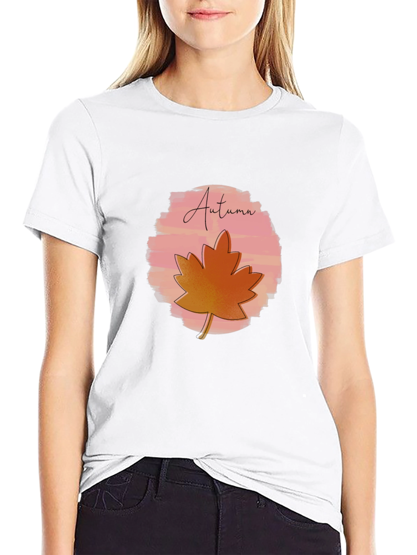 Autumn Leaf Graphic Black T-Shirt