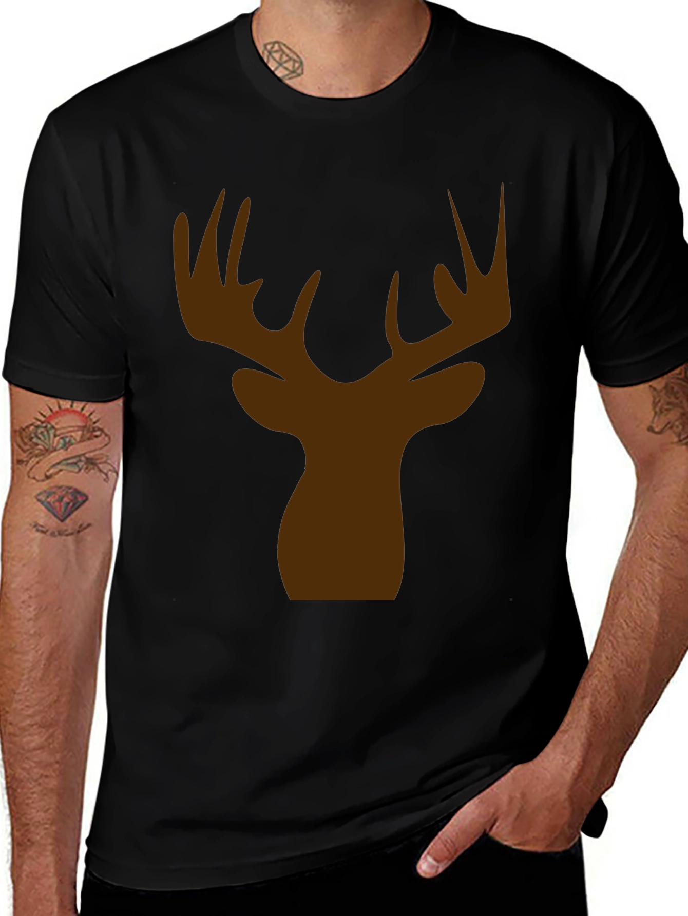 Mens Black Deer Silhouette T-Shirt
