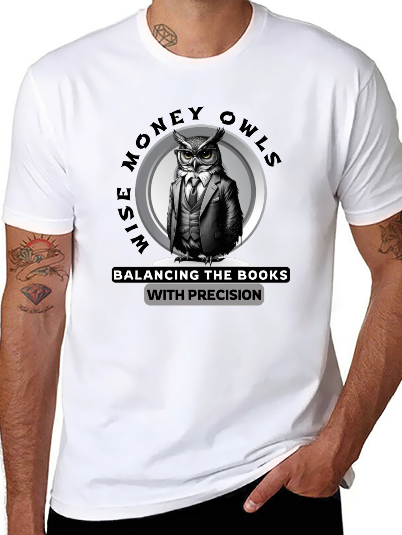 Wise Money Owls T-Shirt - Balancing Books With Precision