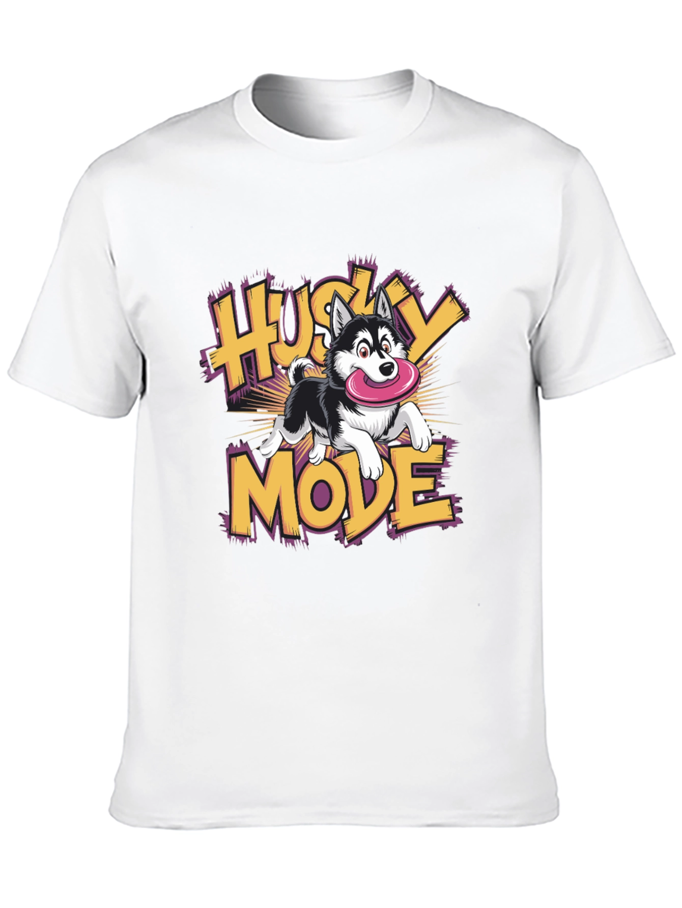 Husky Mode Cartoon Graphic Black T-Shirt