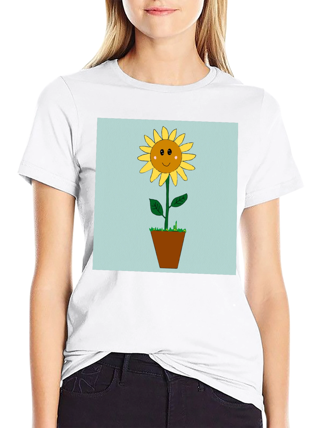 Sunflower Graphic Tee - Black Cotton Blend