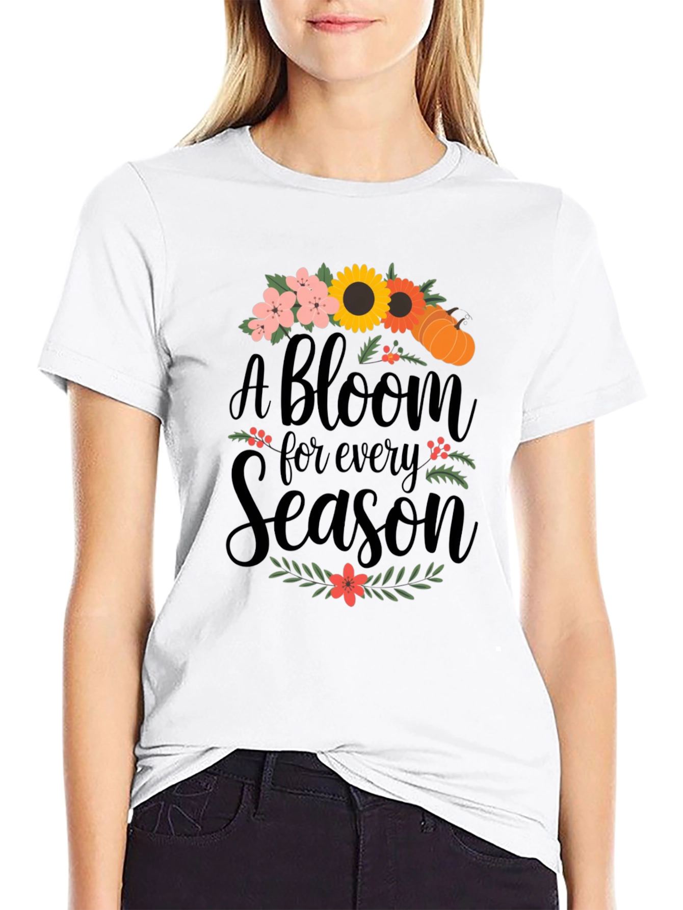 A Bloom For Every Season Black Graphic Tee