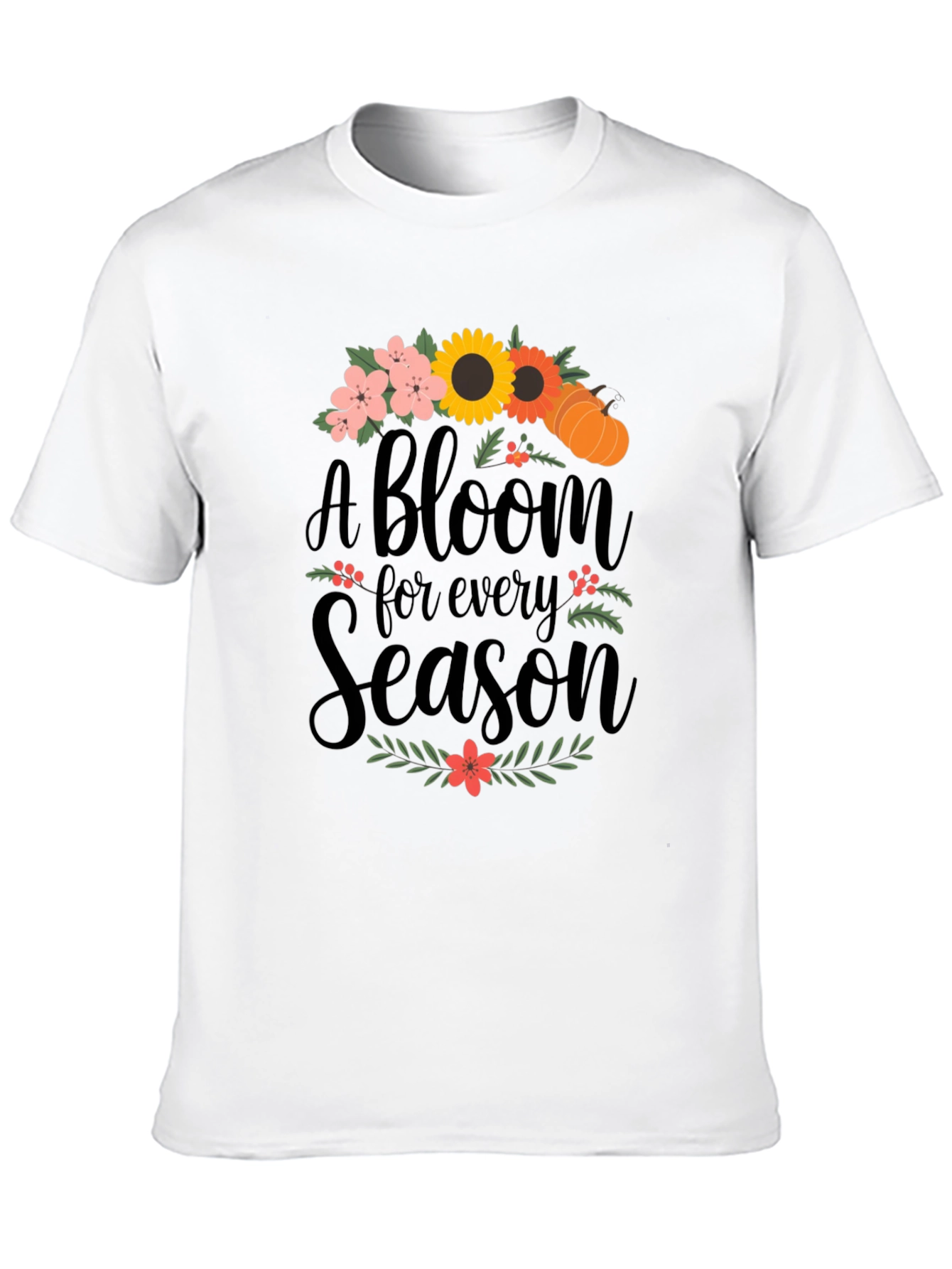 A Bloom For Every Season Black Graphic Tee