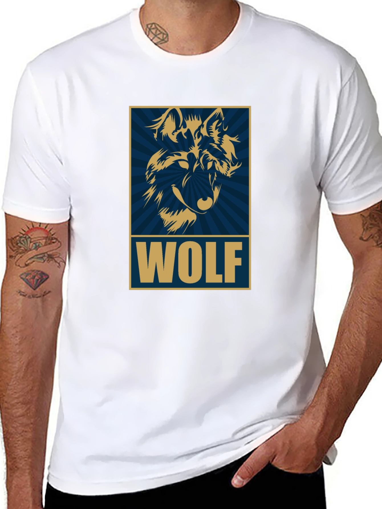 Wolf Graphic Print T-Shirt - Black