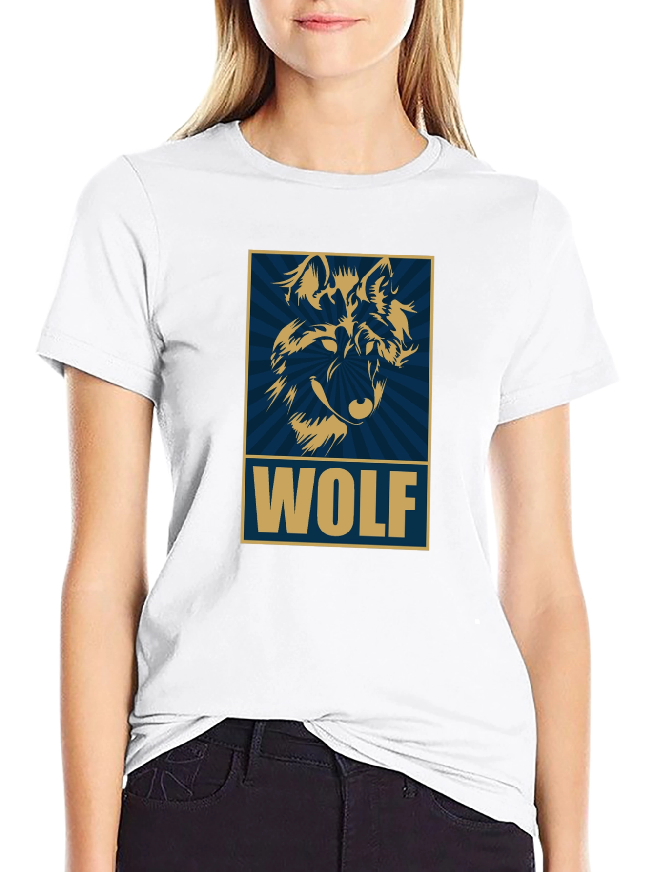 Wolf Graphic Print T-Shirt - Black