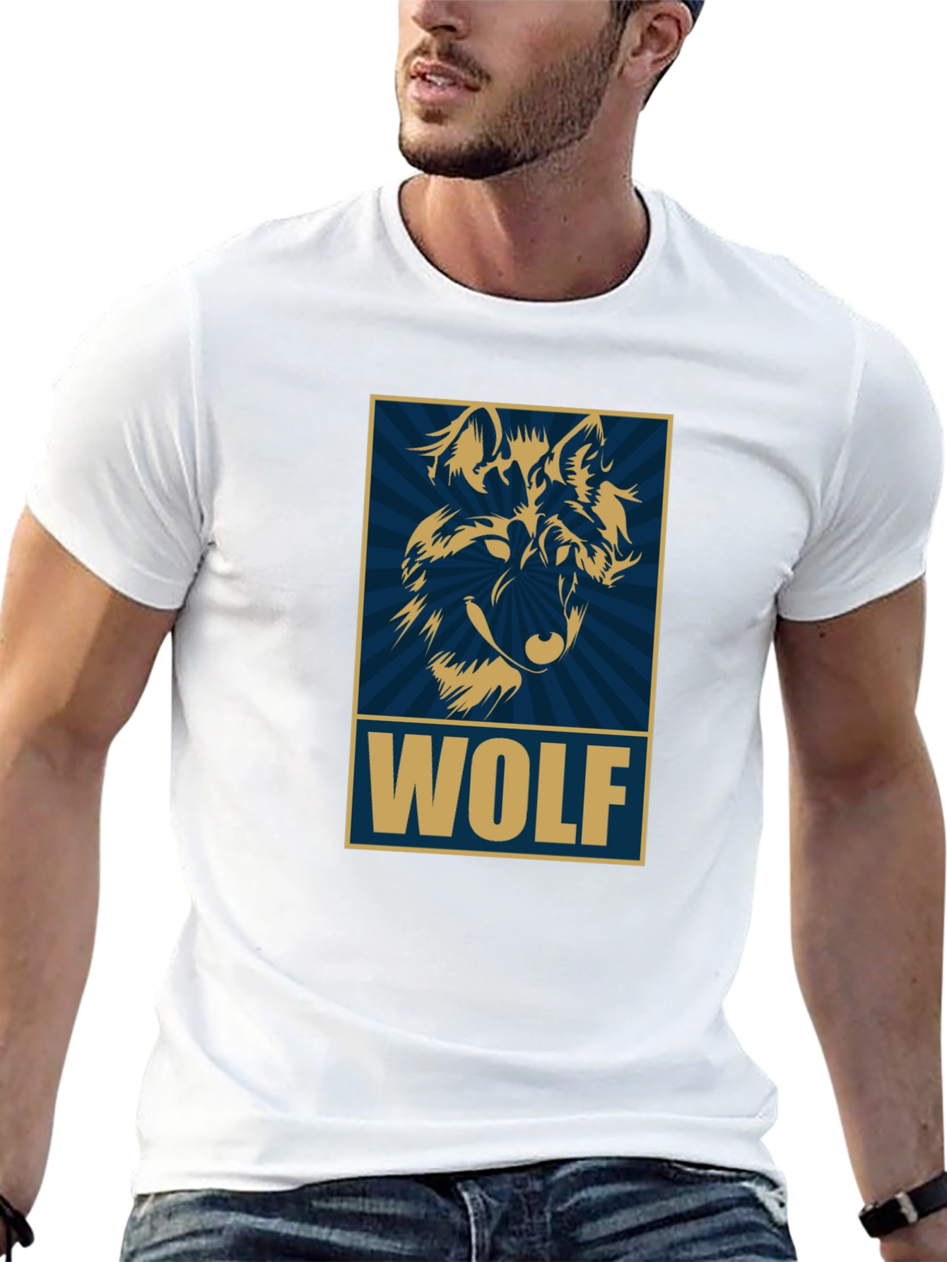 Wolf Graphic Print T-Shirt - Black