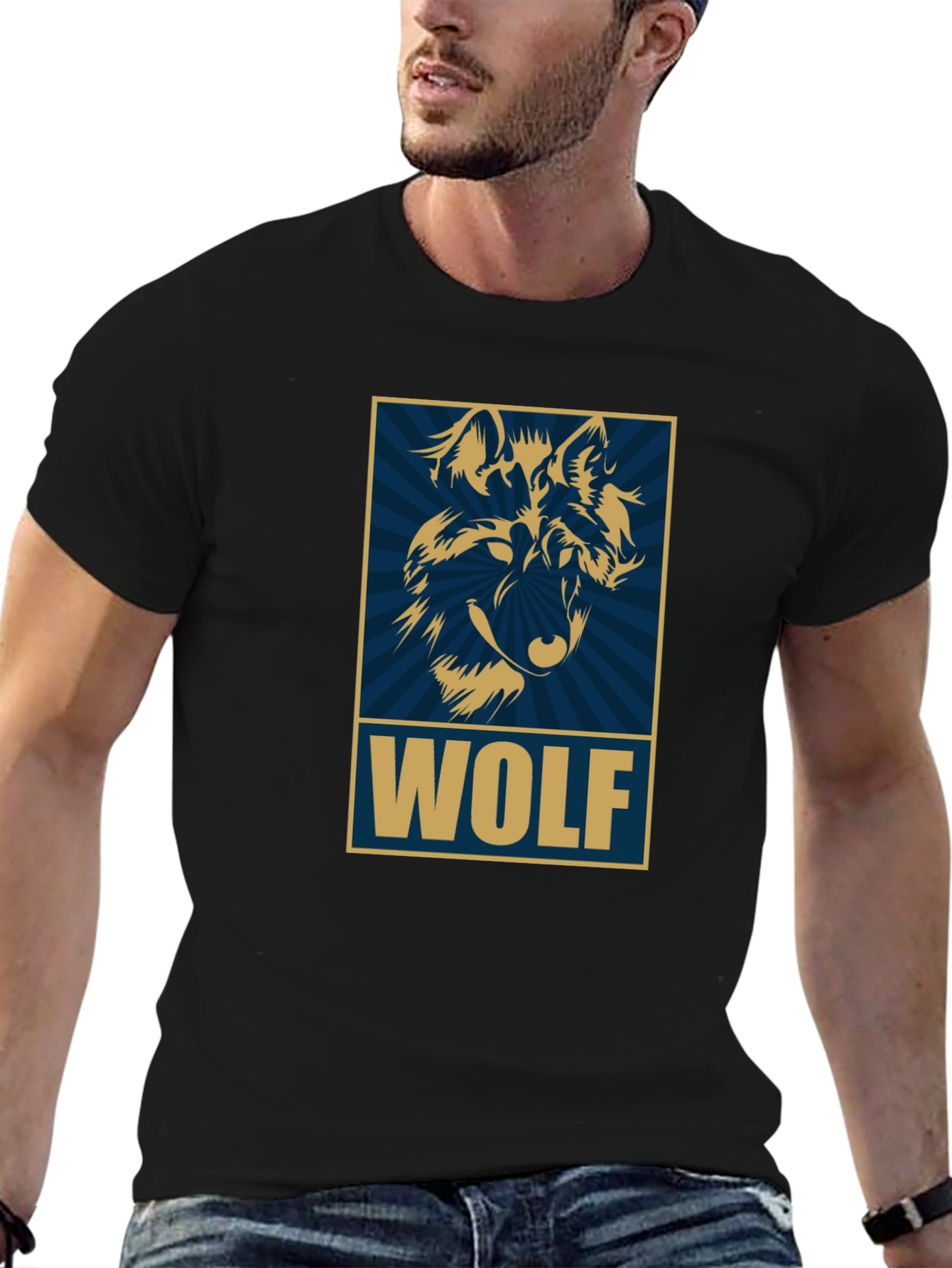 Wolf Graphic Print T-Shirt - Black