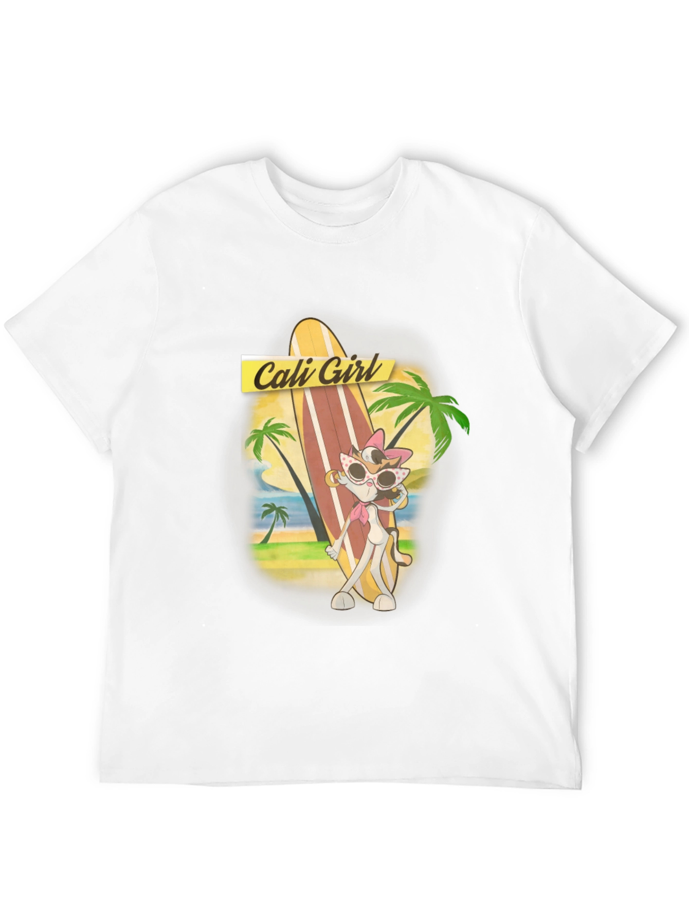 Cali Girl Cartoon Graphic Black T-Shirt