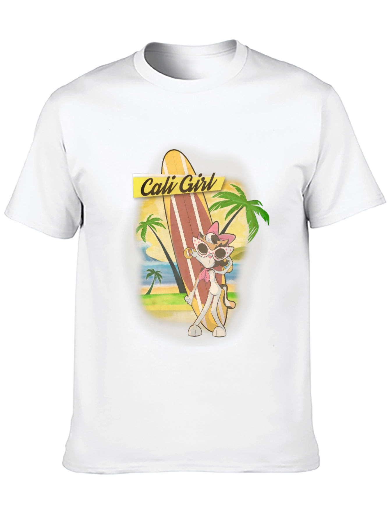 Cali Girl Cartoon Graphic Black T-Shirt
