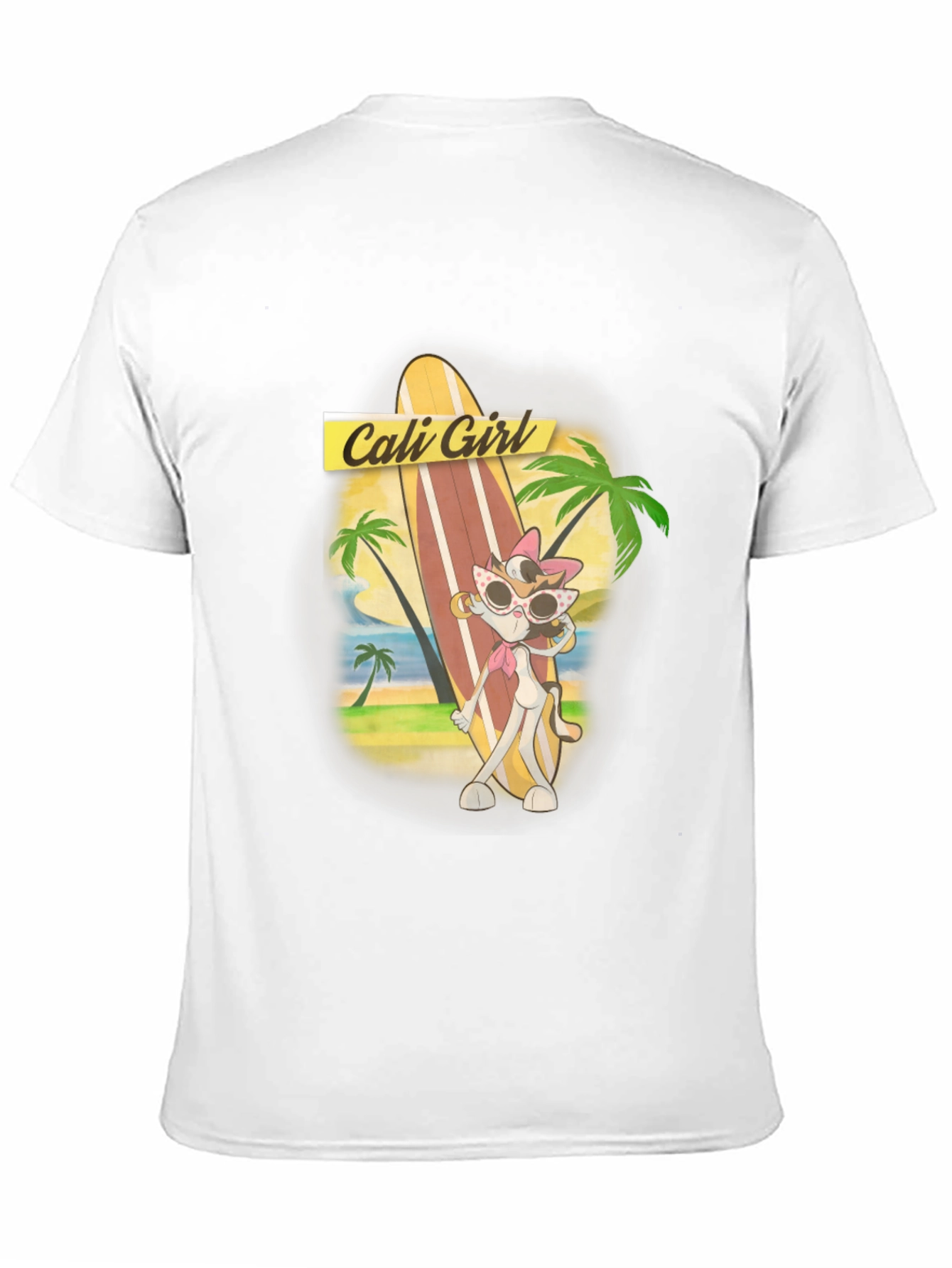 Cali Girl Cartoon Graphic Black T-Shirt