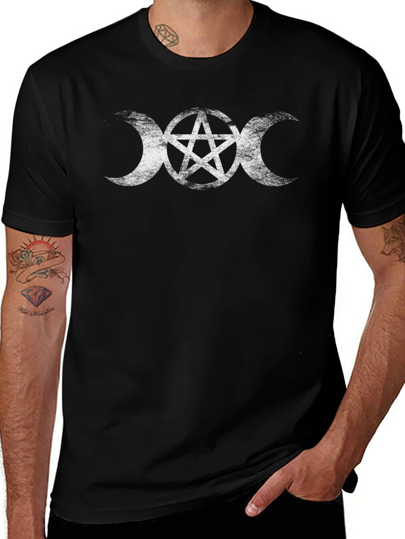 Triple Moon Goddess Pentacle T-Shirt - Wiccan Pagan Tee