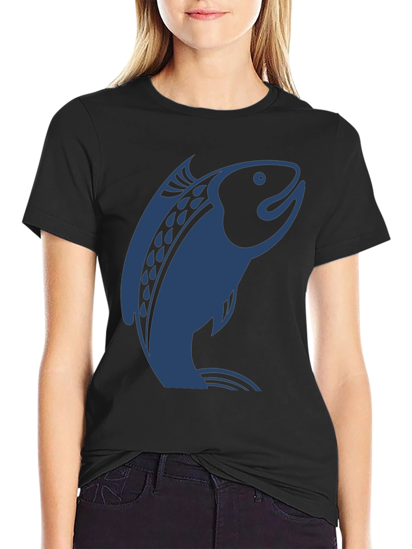 Salmon Graphic Print T-Shirt - Modern Style