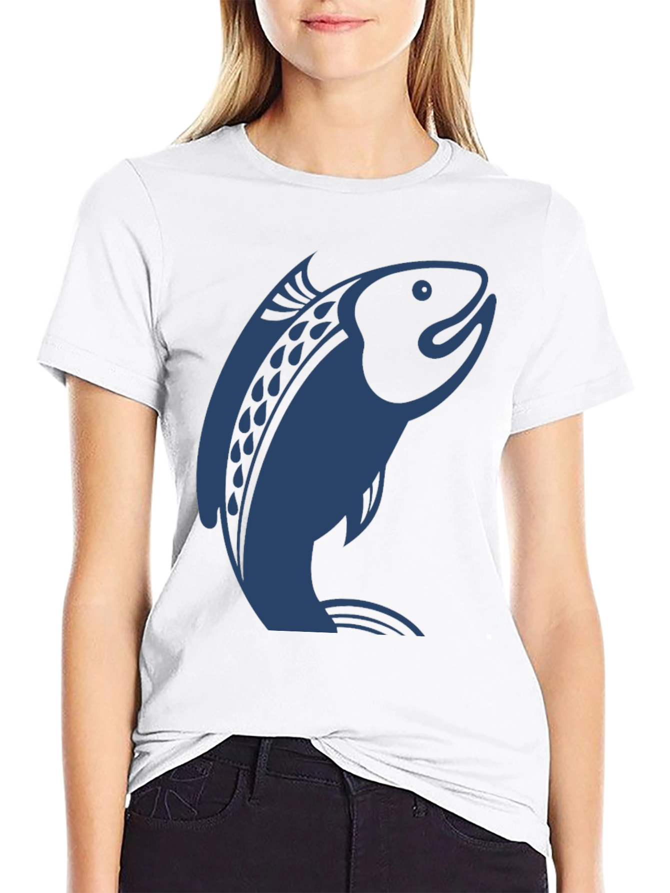 Salmon Graphic Print T-Shirt - Modern Style