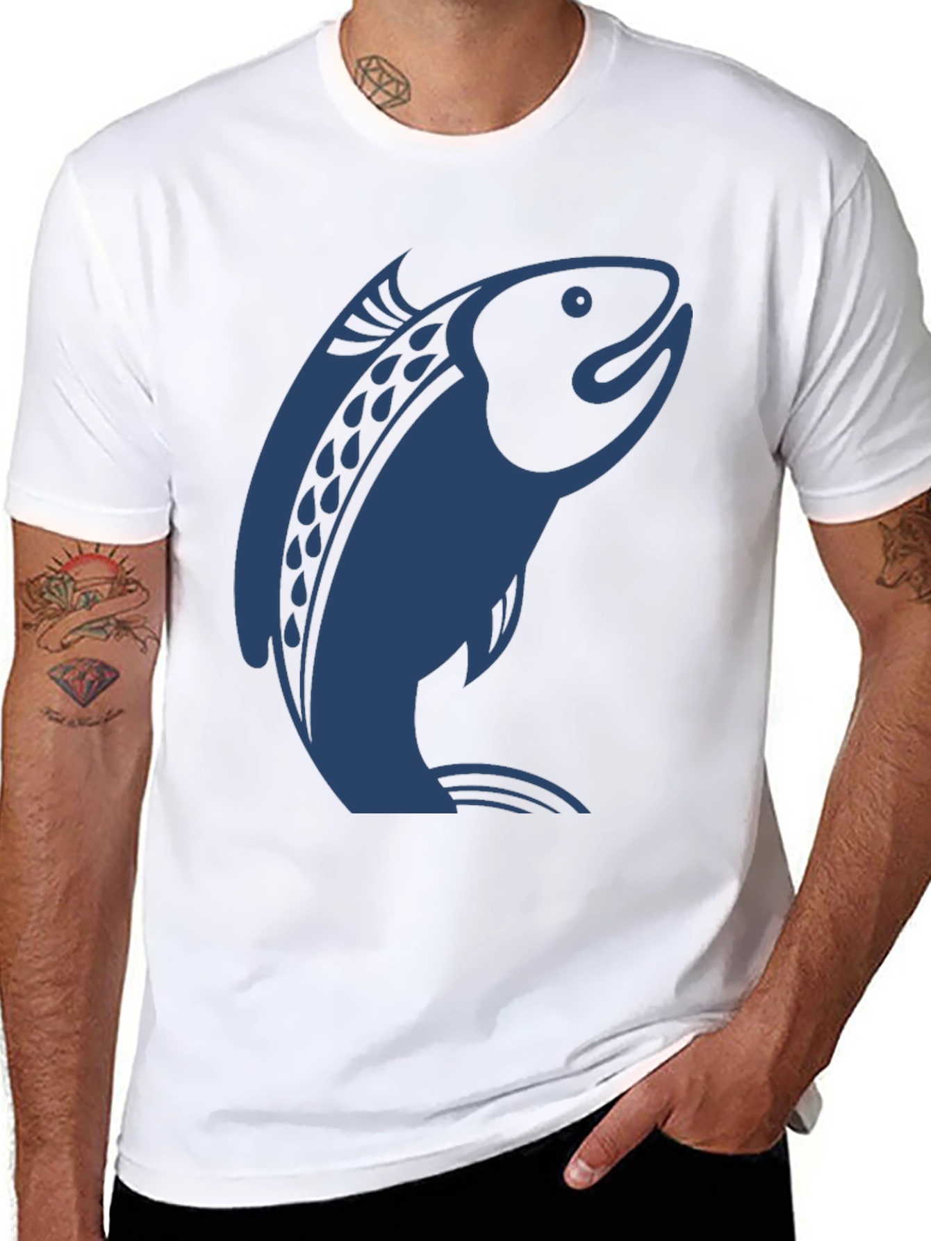 Salmon Graphic Print T-Shirt - Modern Style