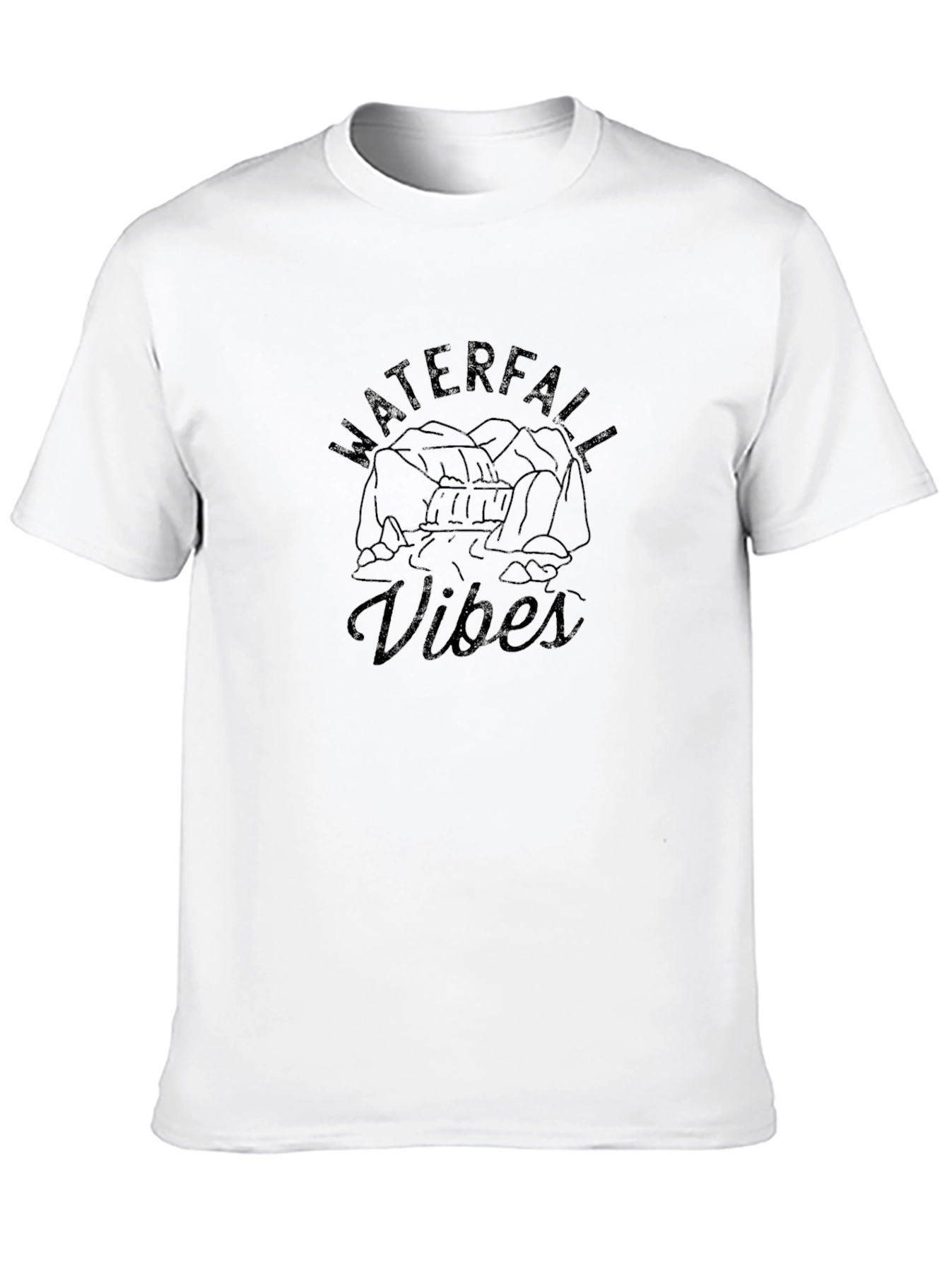 Waterfall Vibes Graphic Tee - Black Casual T-Shirt