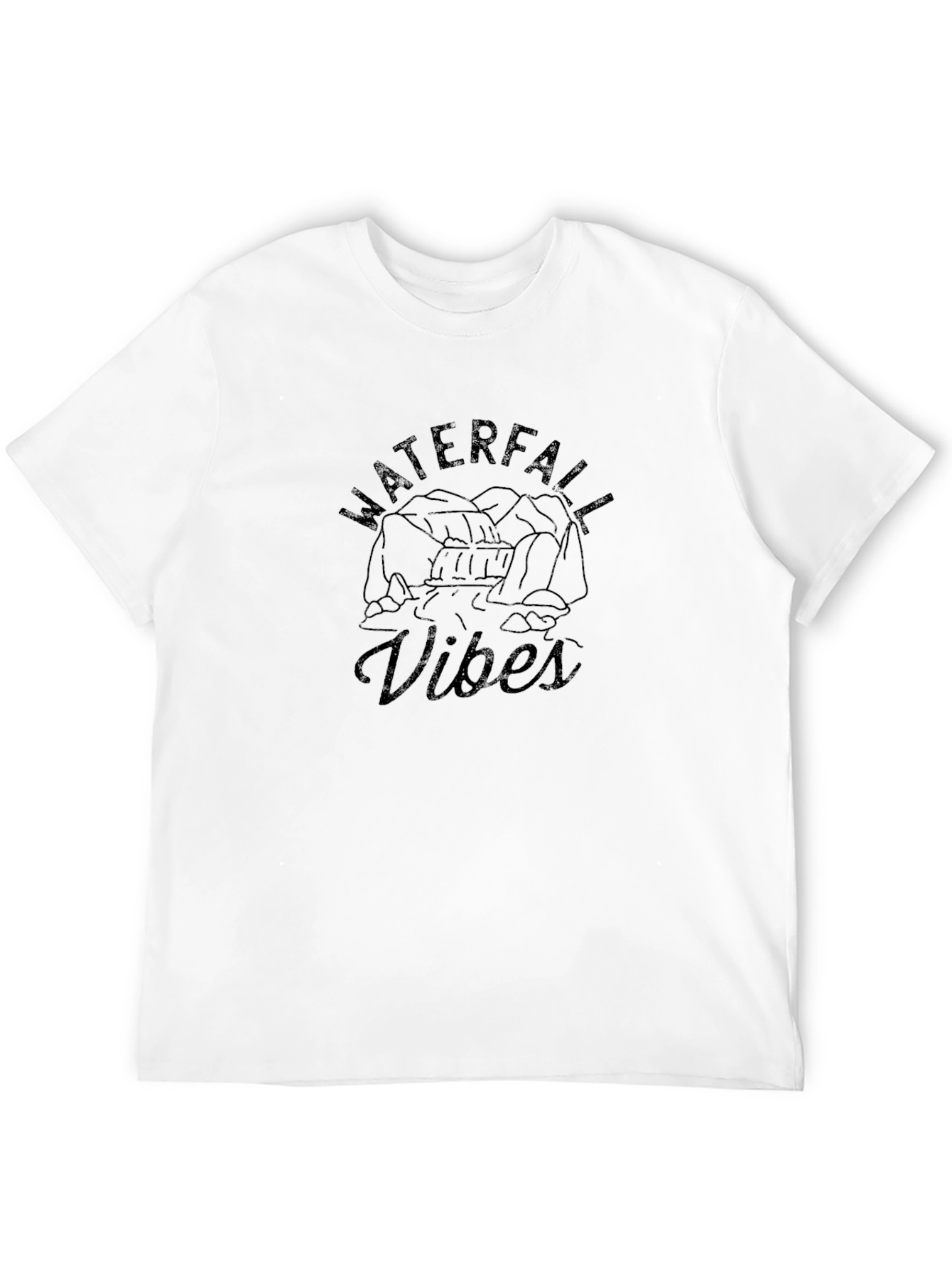 Waterfall Vibes Graphic Tee - Black Casual T-Shirt