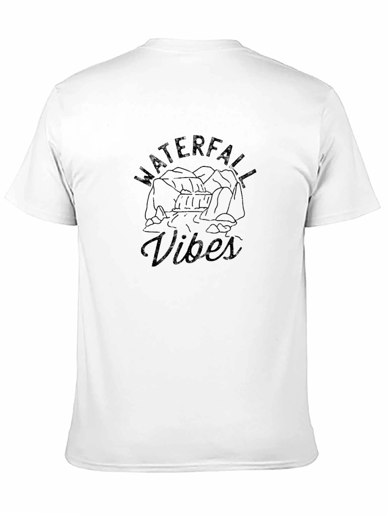 Waterfall Vibes Graphic Tee - Black Casual T-Shirt